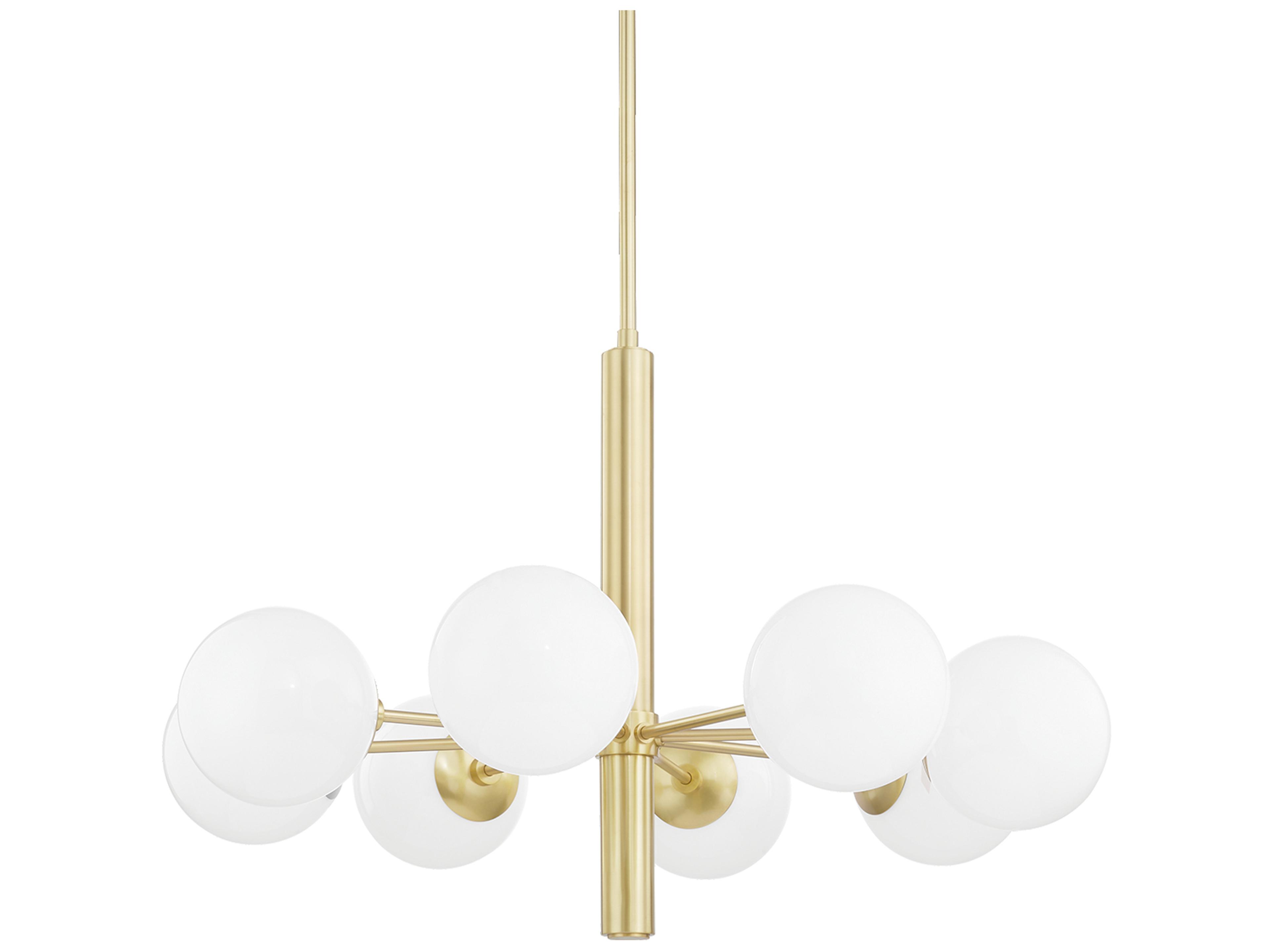 Stella 8-Light Aged Brass Glass Globe Chandelier