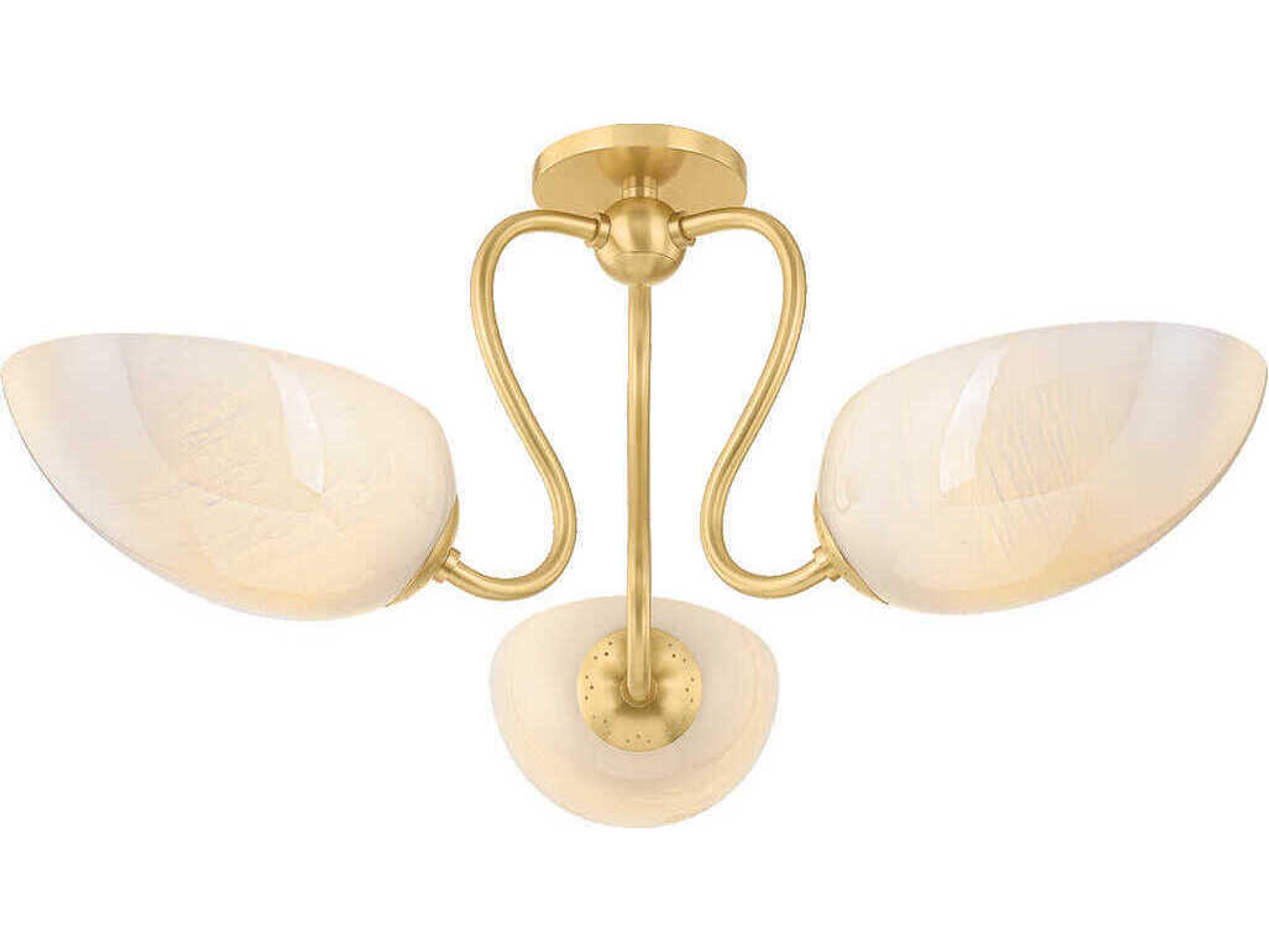 Reva 3-Light Aged Brass Semi Flush Mount