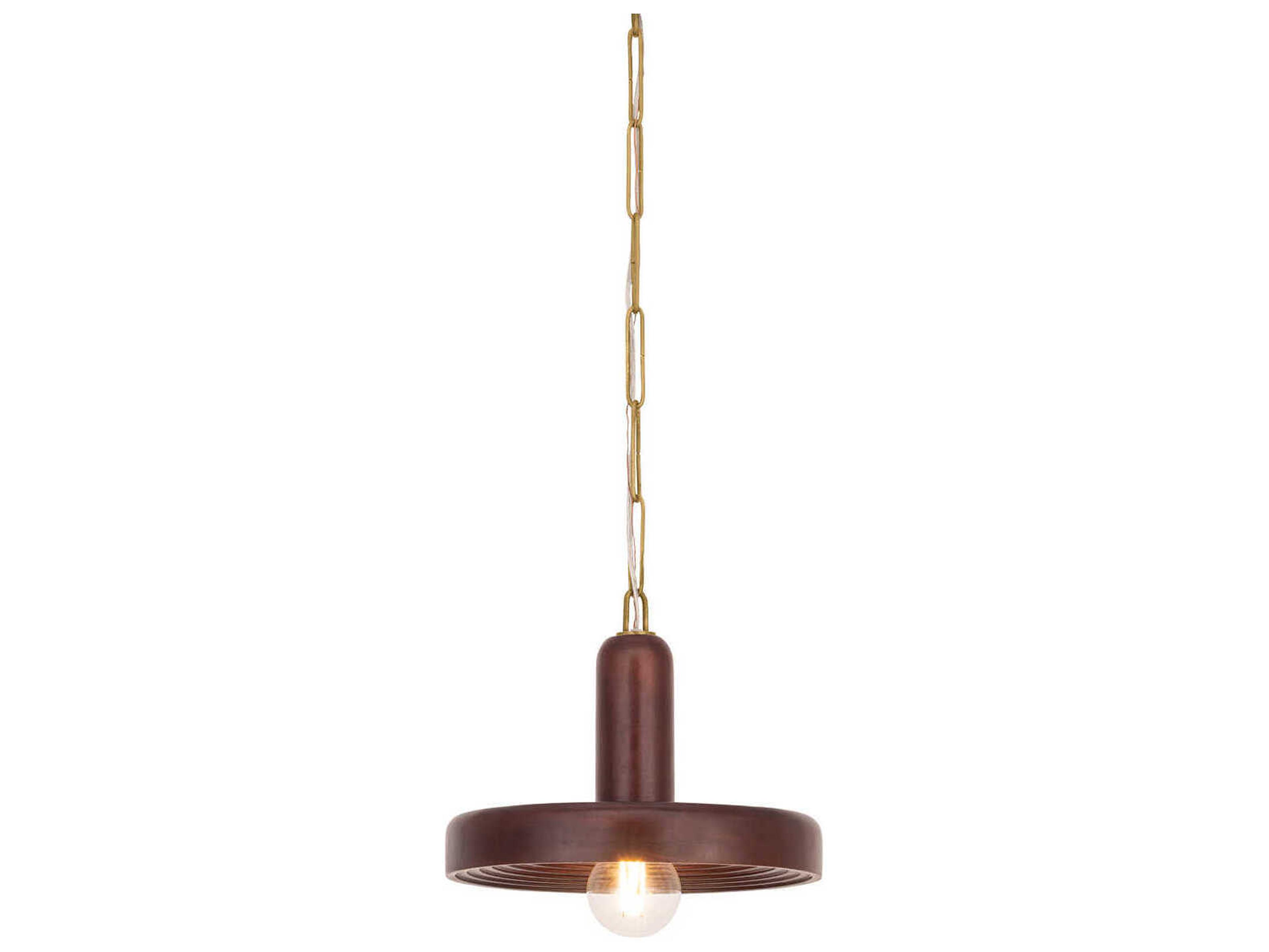 Scheana 1-Light Aged Brass Round Pendant