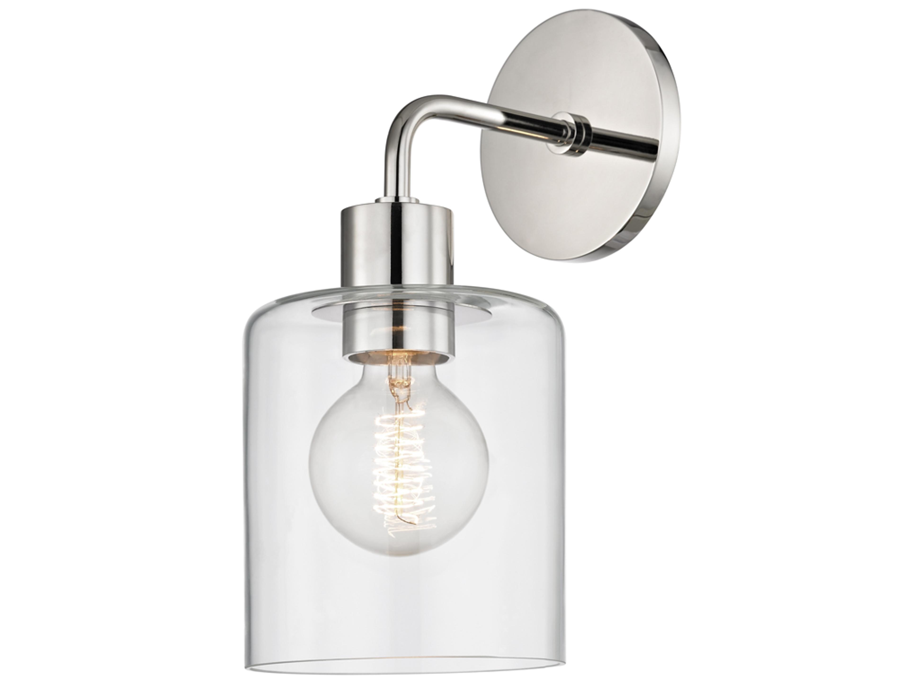 Neko 1-Light Polished Nickel Glass Wall Sconce