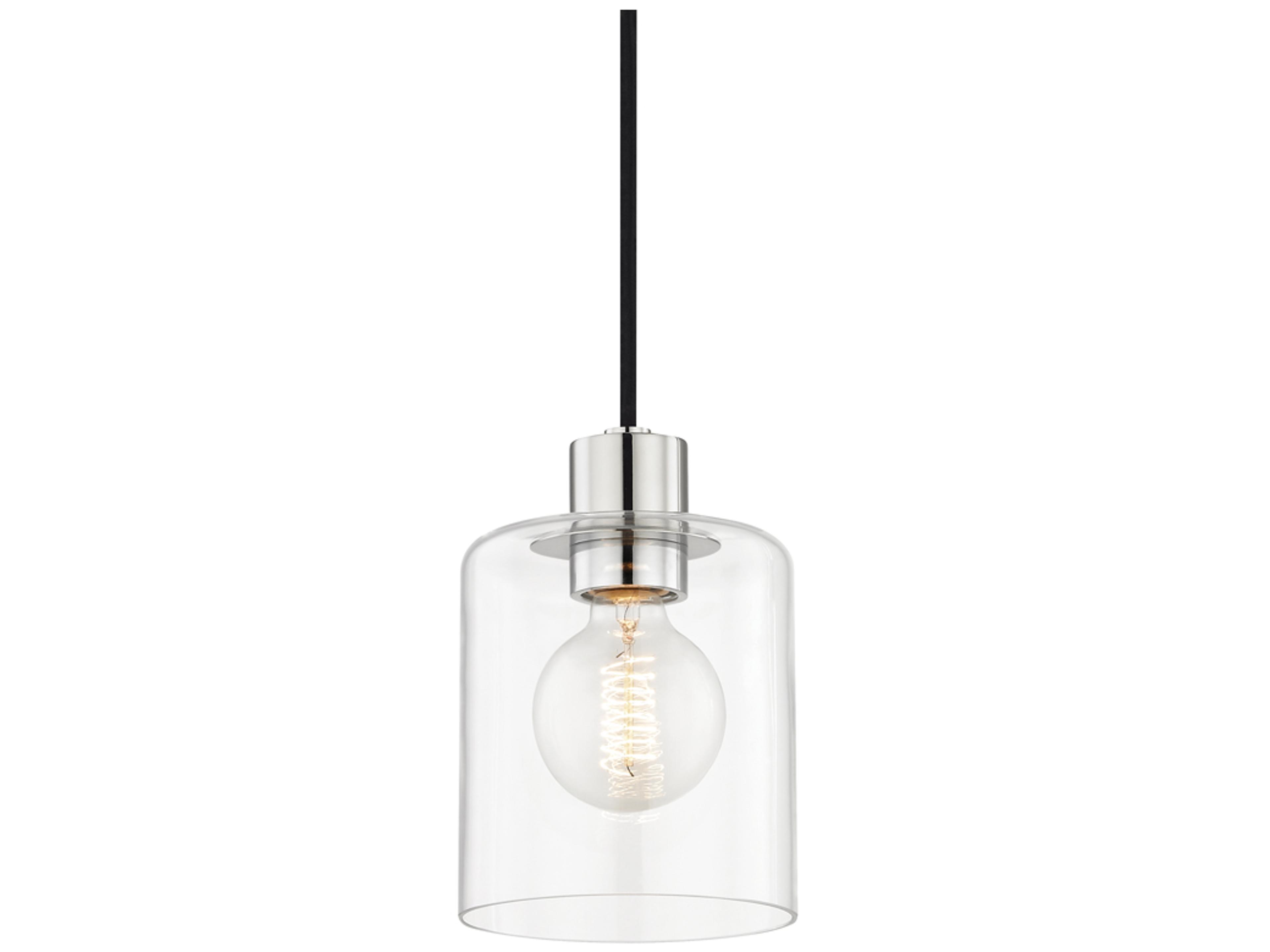 Neko 1-Light Polished Nickel Glass Cylinder Mini Pendant