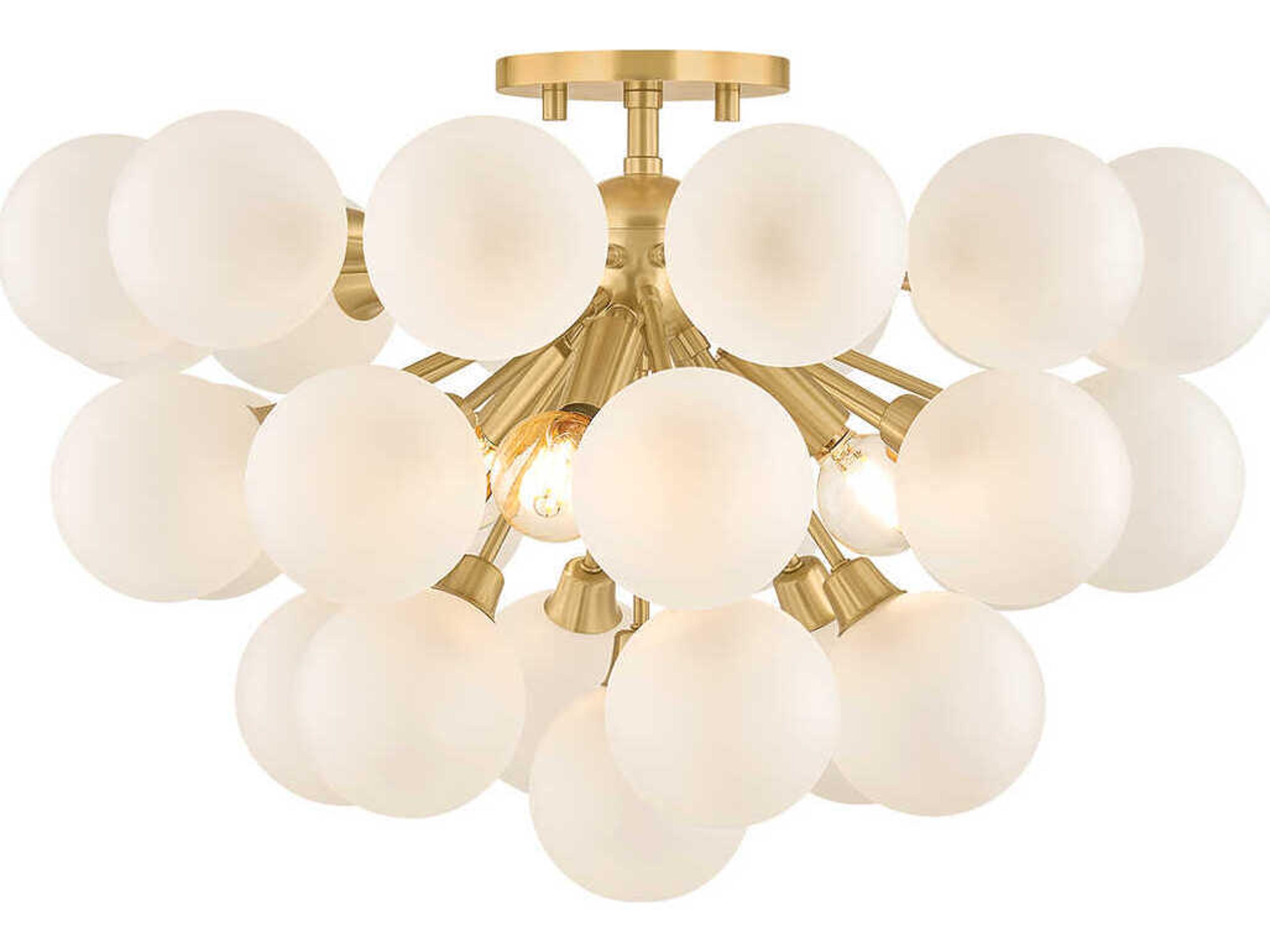 Antoneta 3-Light Aged Brass Globe Semi Flush Mount