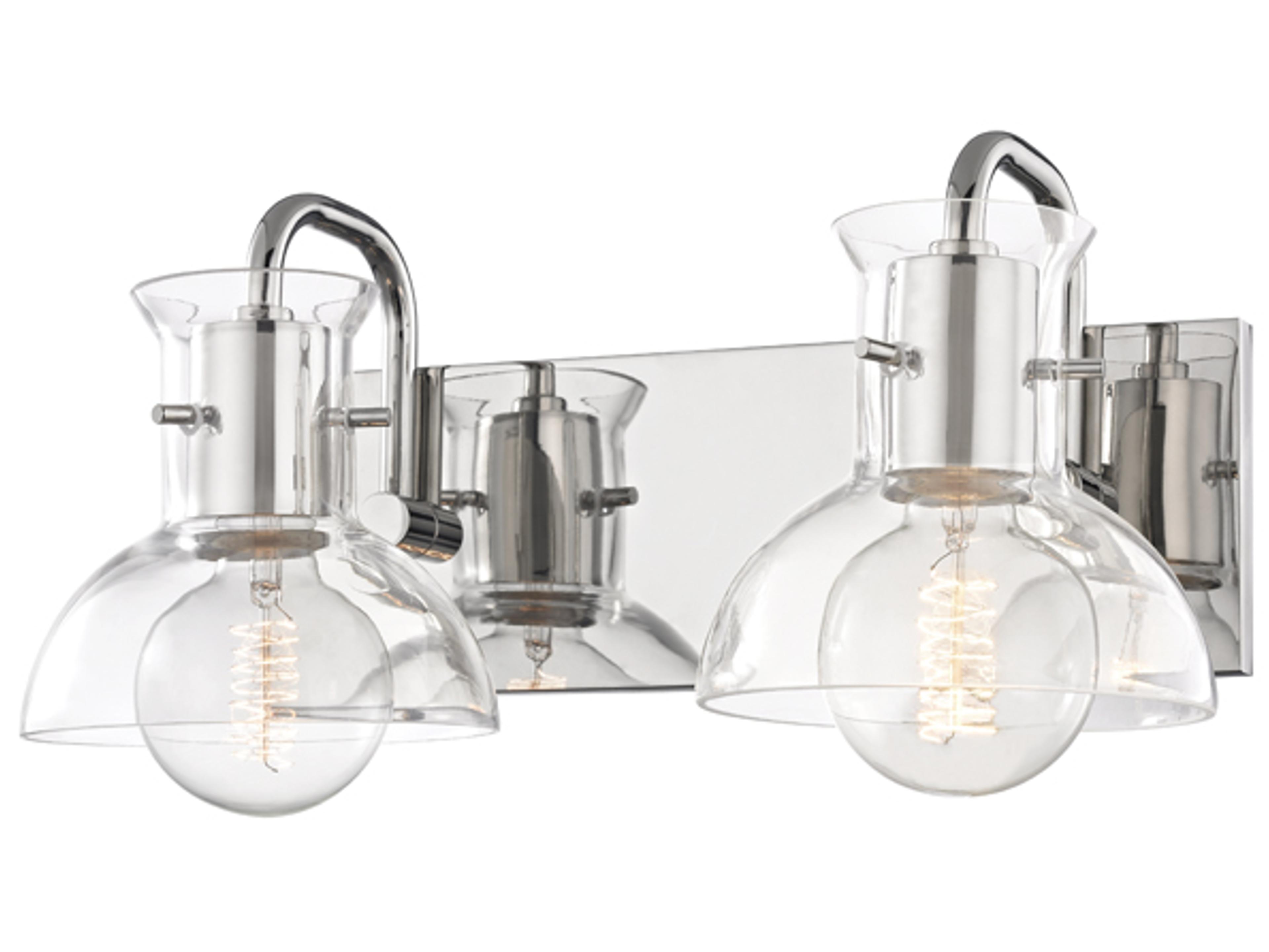 Riley 2-Light Polished Nickel Glass Vanity Light