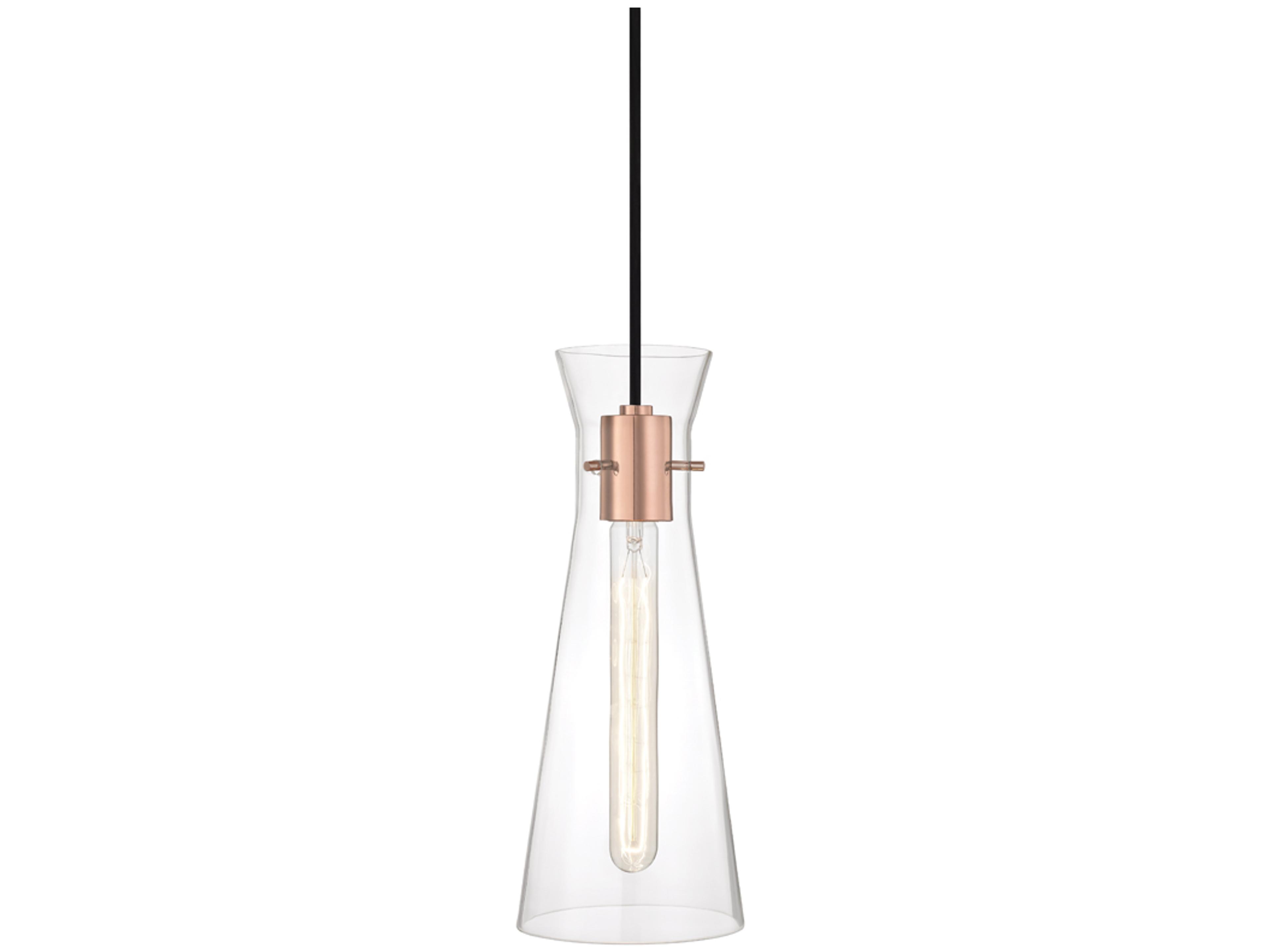 Anya 1-Light Polished Copper Glass Mini Pendant