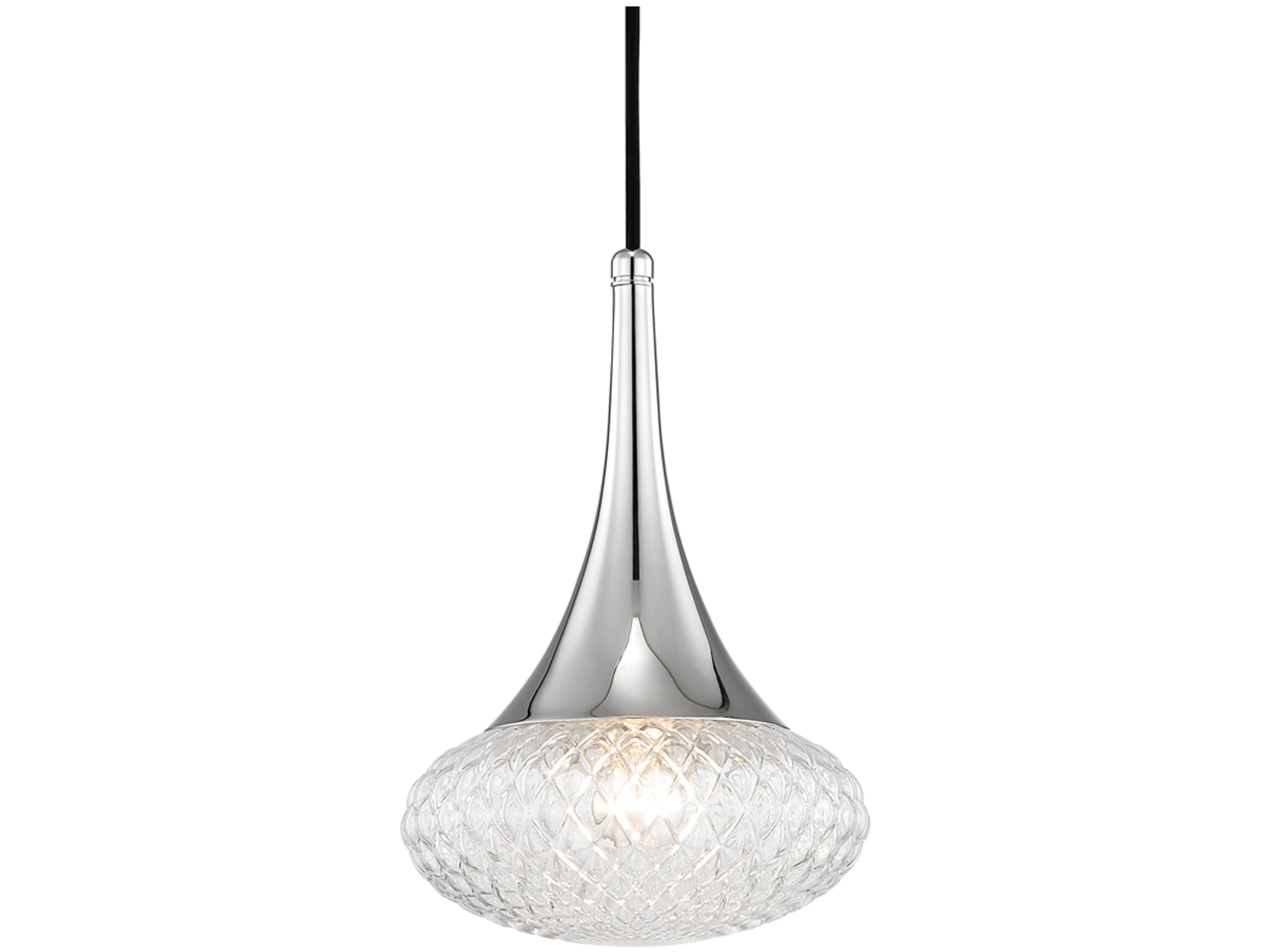 Bella 1-Light Polished Nickel Glass Bowl Mini Pendant