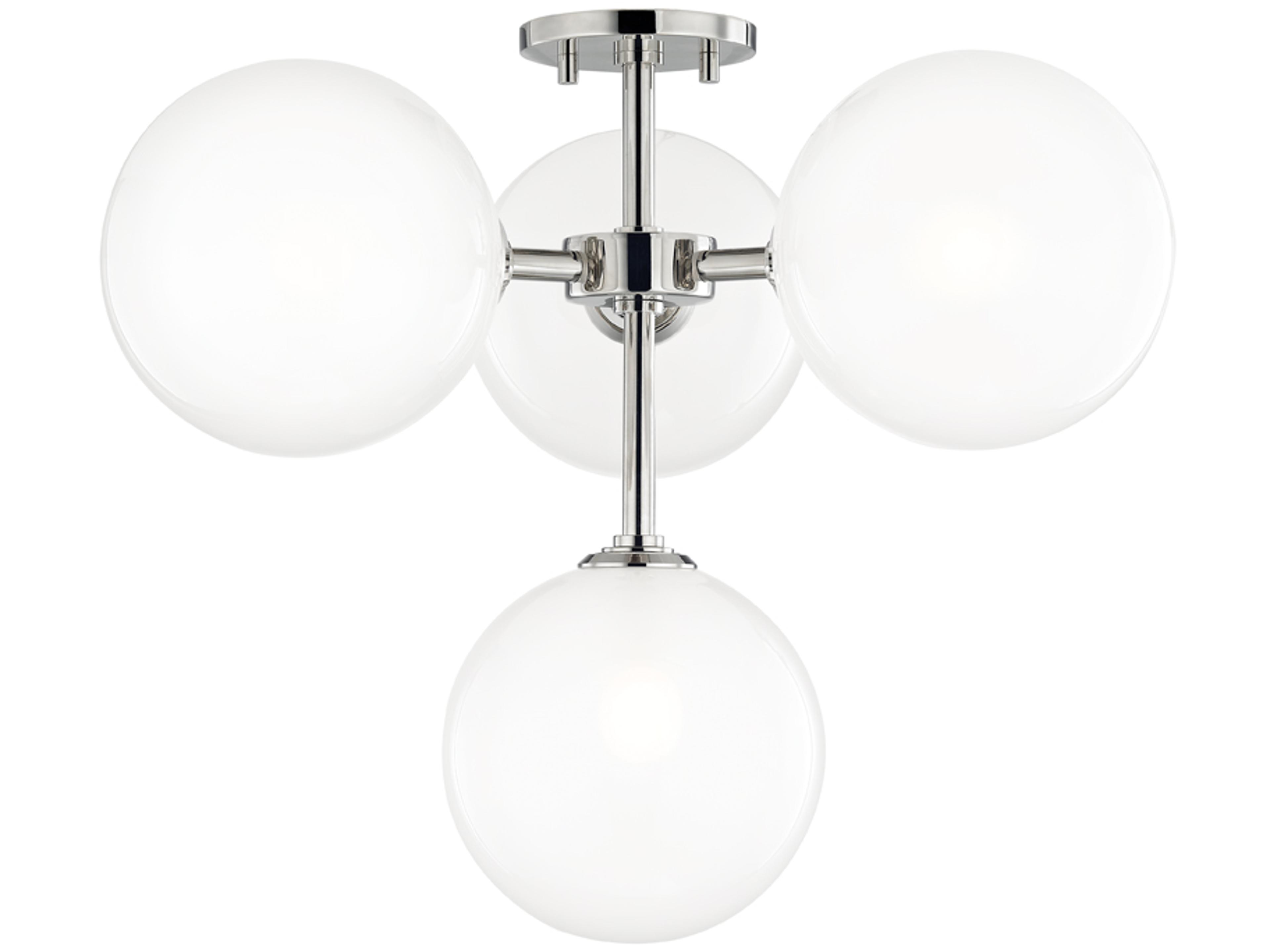 Ashleigh 4-Light Polished Nickel Glass LED Globe Semi Flush Mount