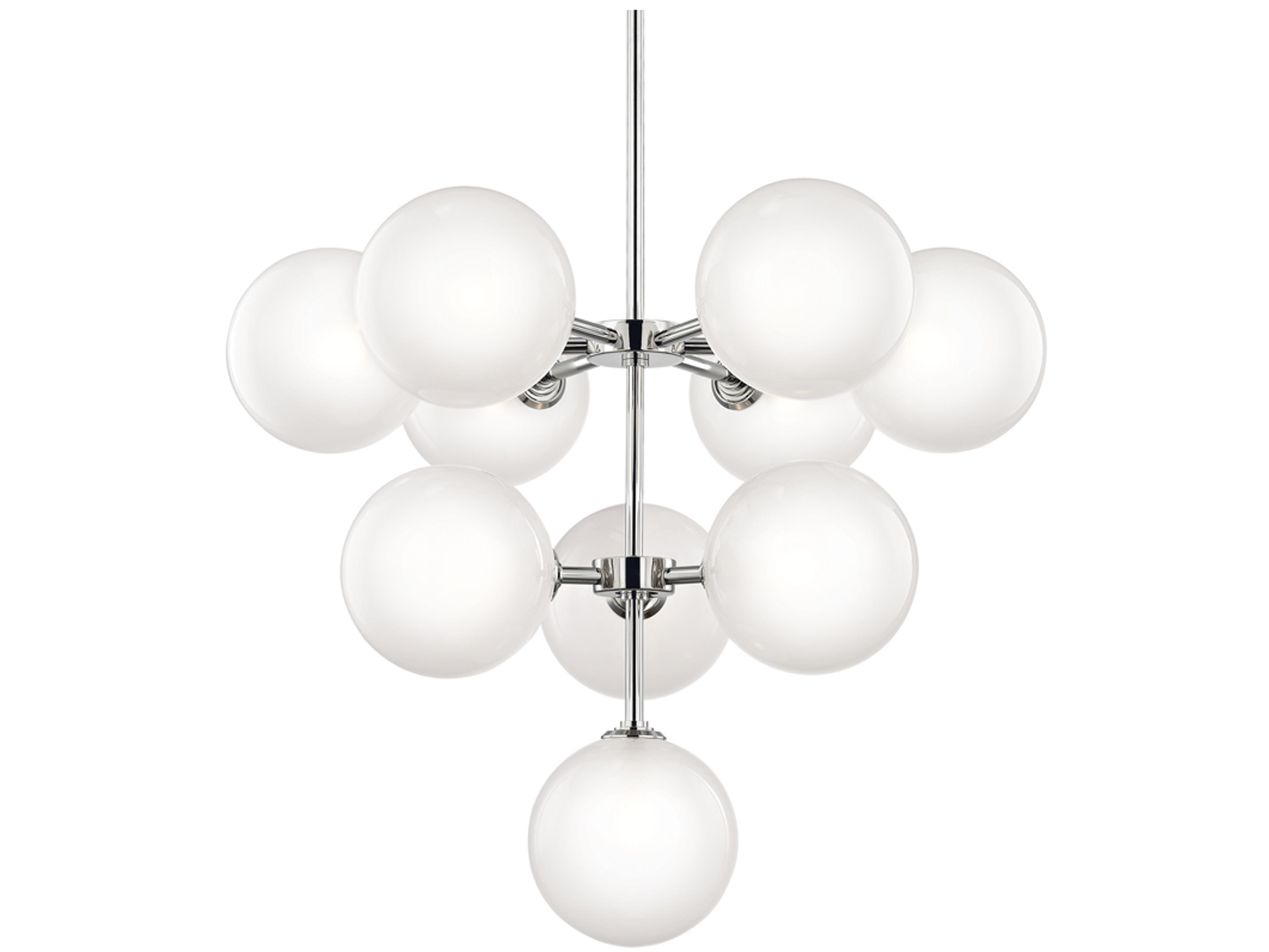 Ashleigh 10-Light Polished Nickel Glass LED Globe Pendant