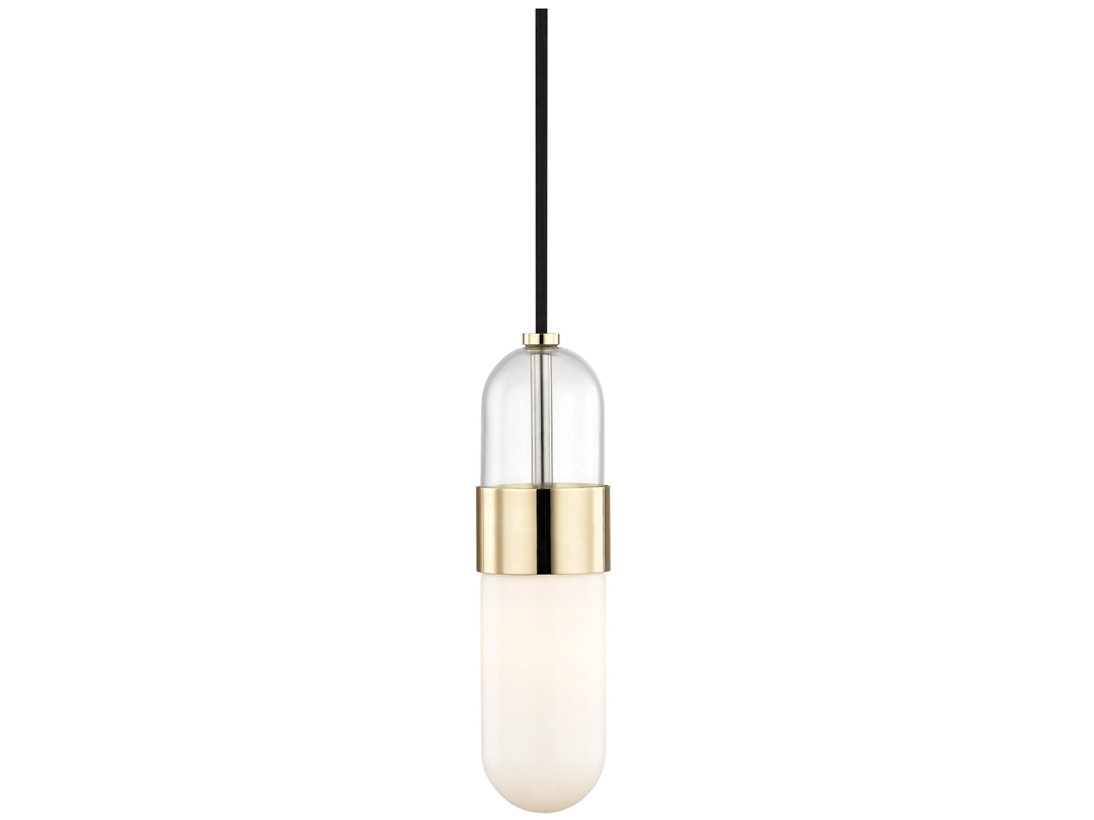 Emilia 1-Light Polished Brass Glass LED Cylinder Mini Pendant