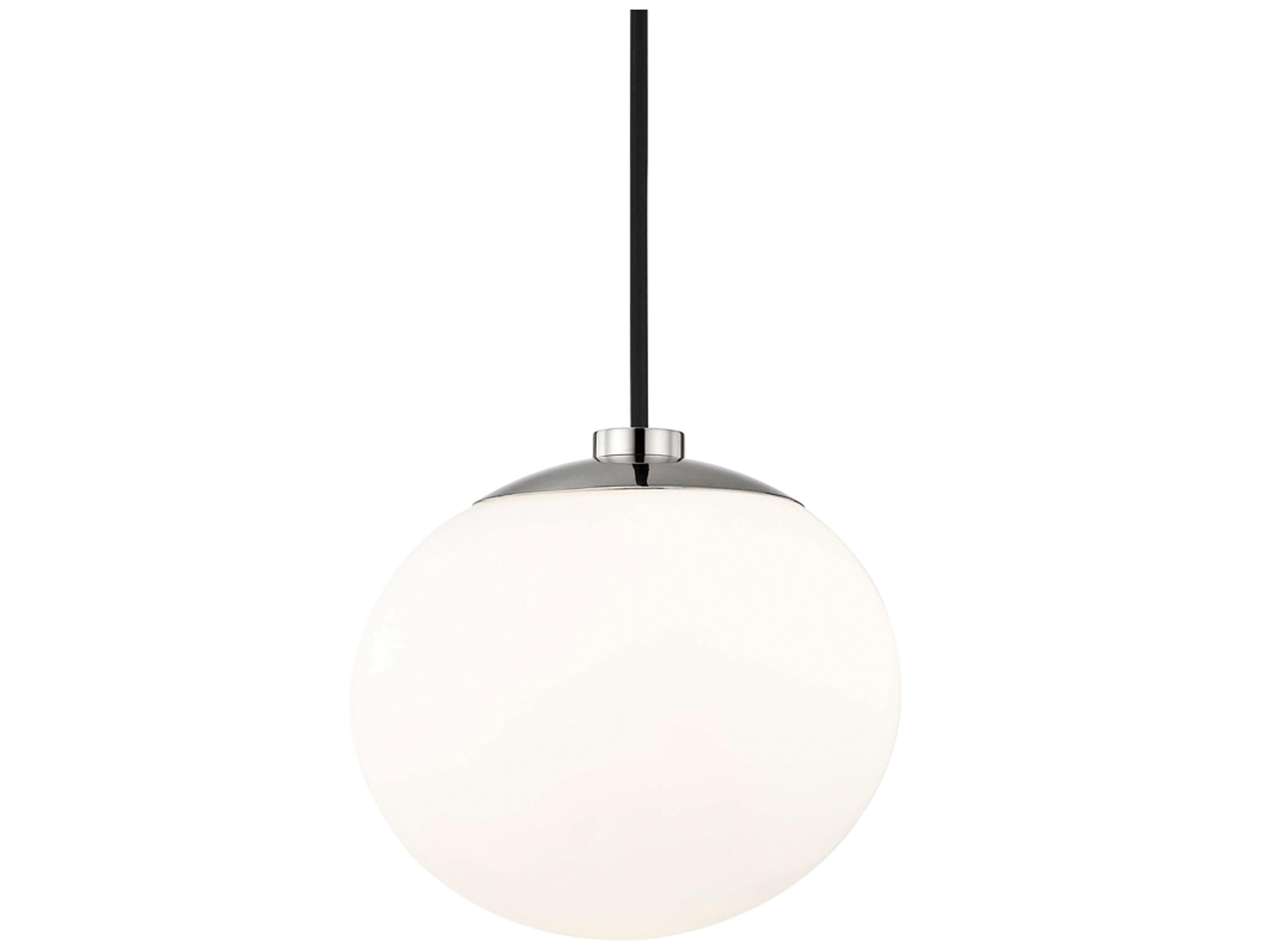 Estee 1-Light Polished Nickel White Glass Globe Mini Pendant