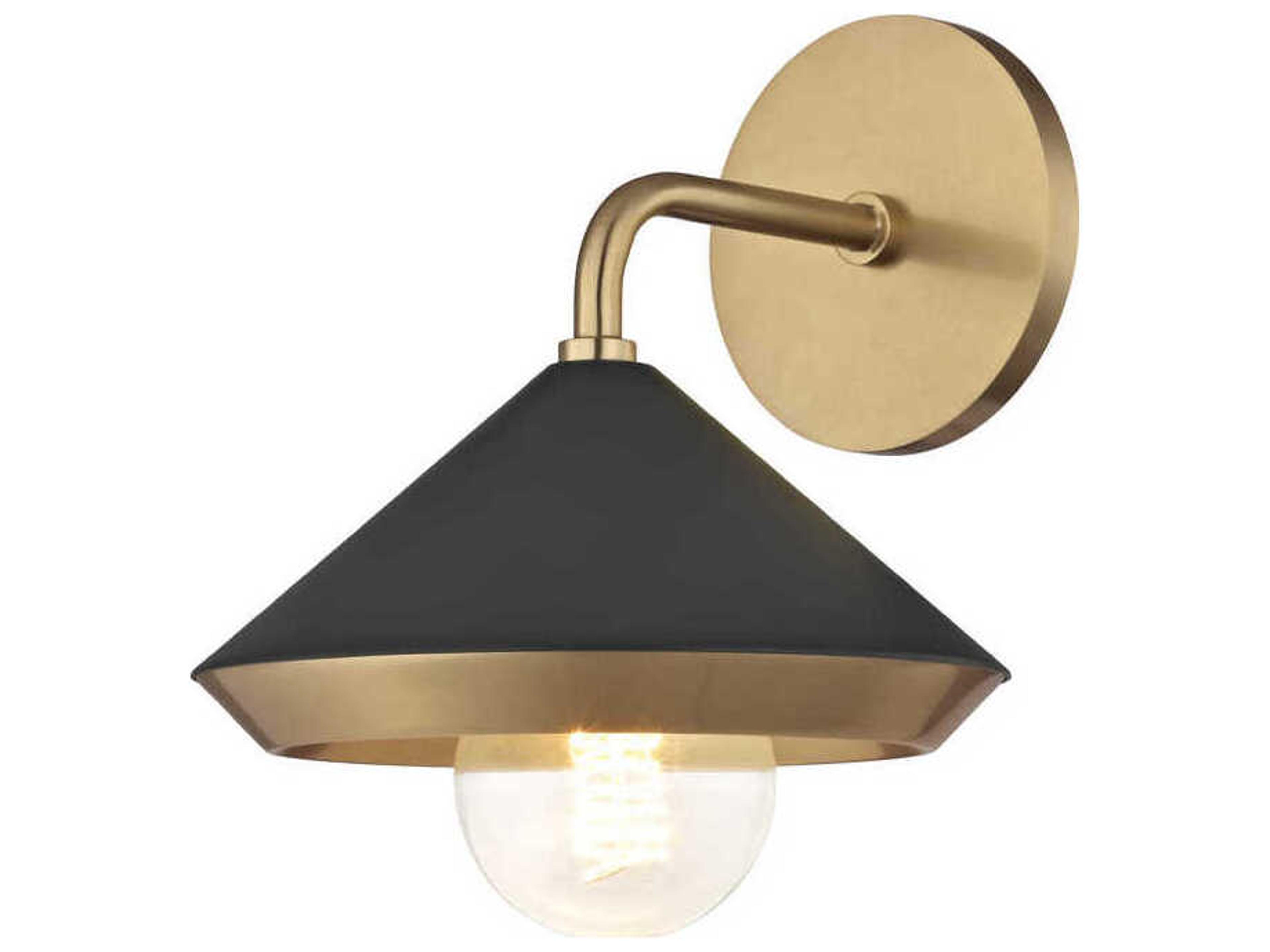 Marnie 1-Light Aged Brass Black Wall Sconce