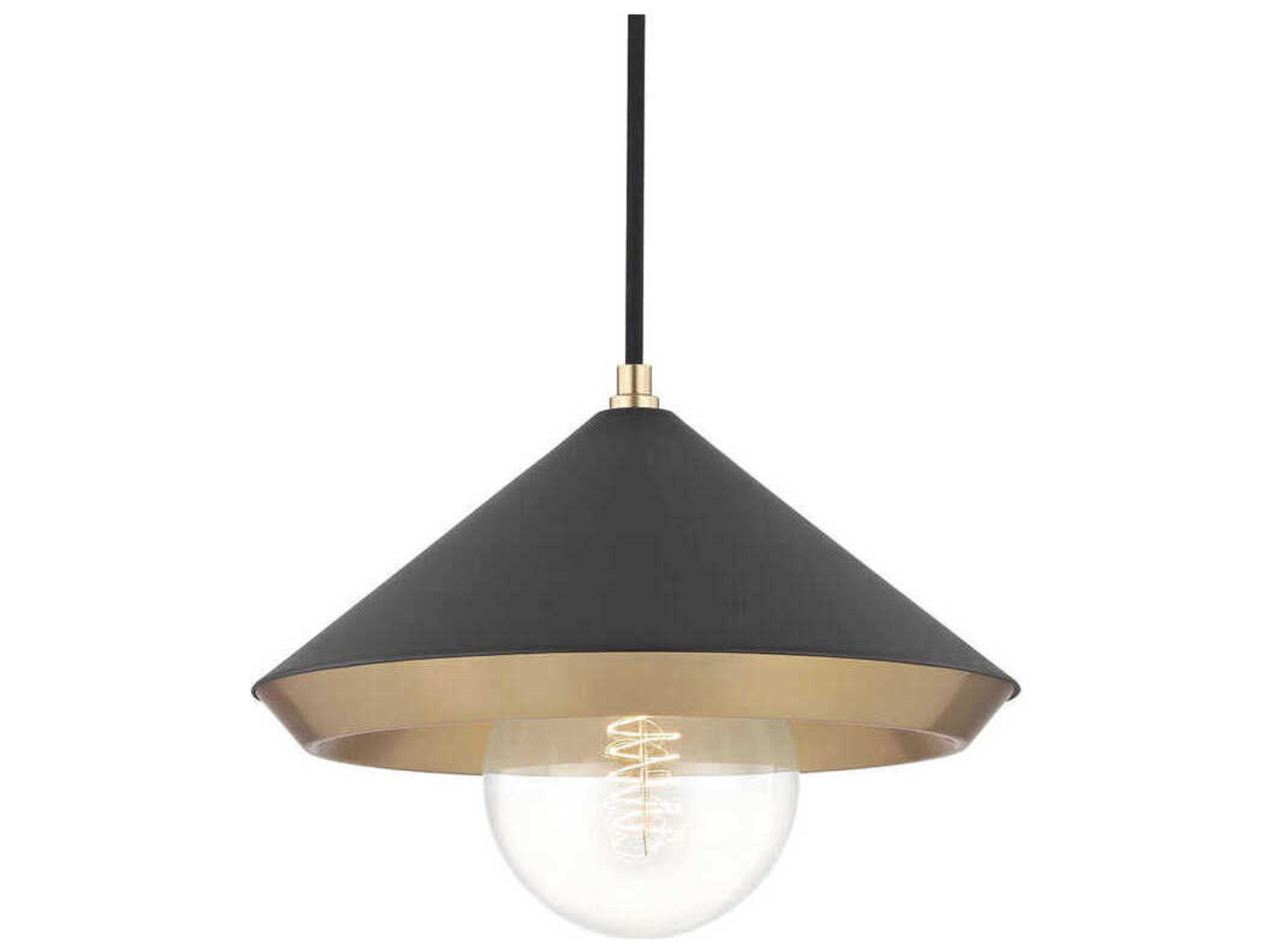 Marnie 1-Light Aged Brass Black Pendant