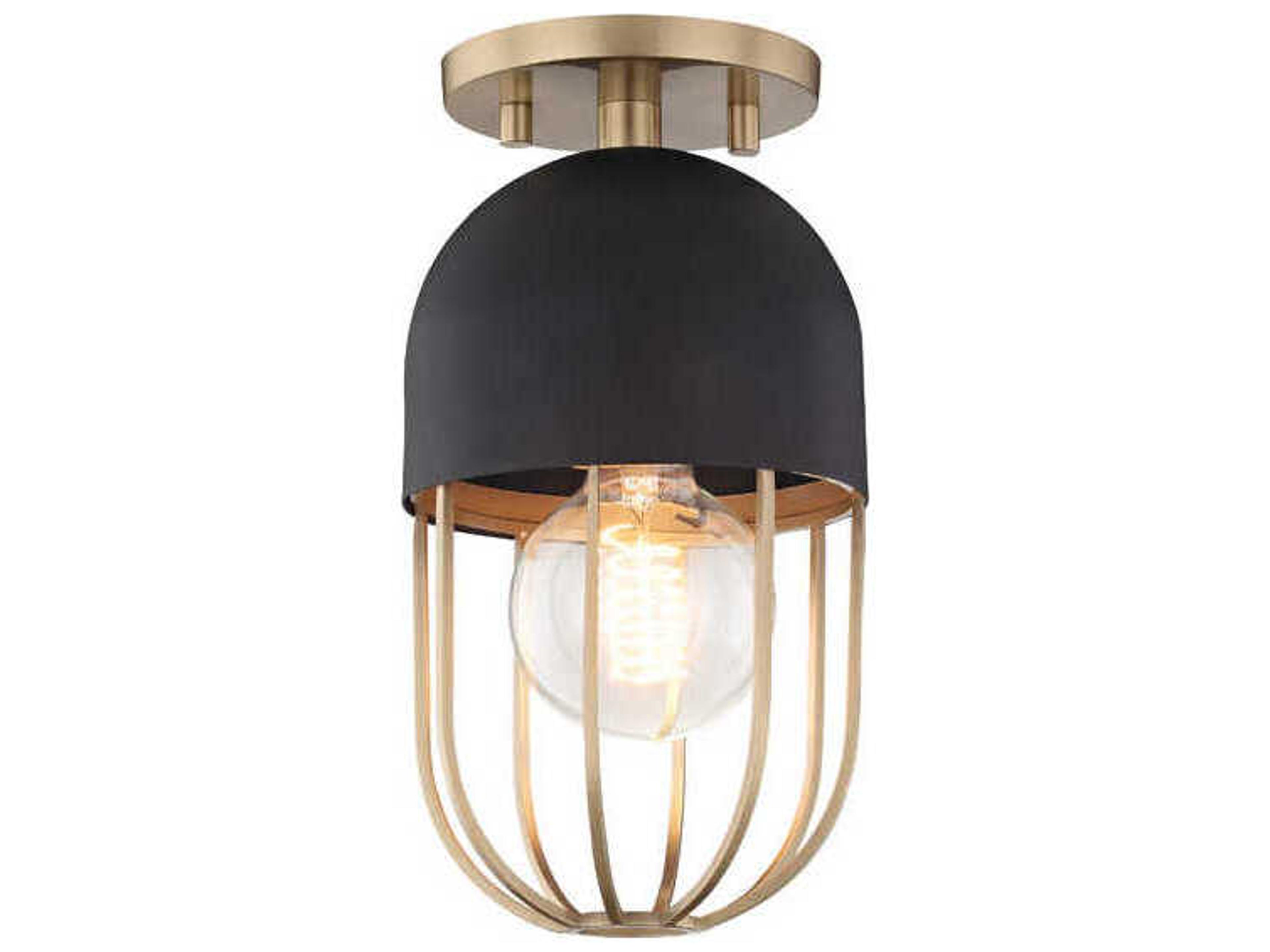 Haley 1-Light Aged Brass Black Semi Flush Mount