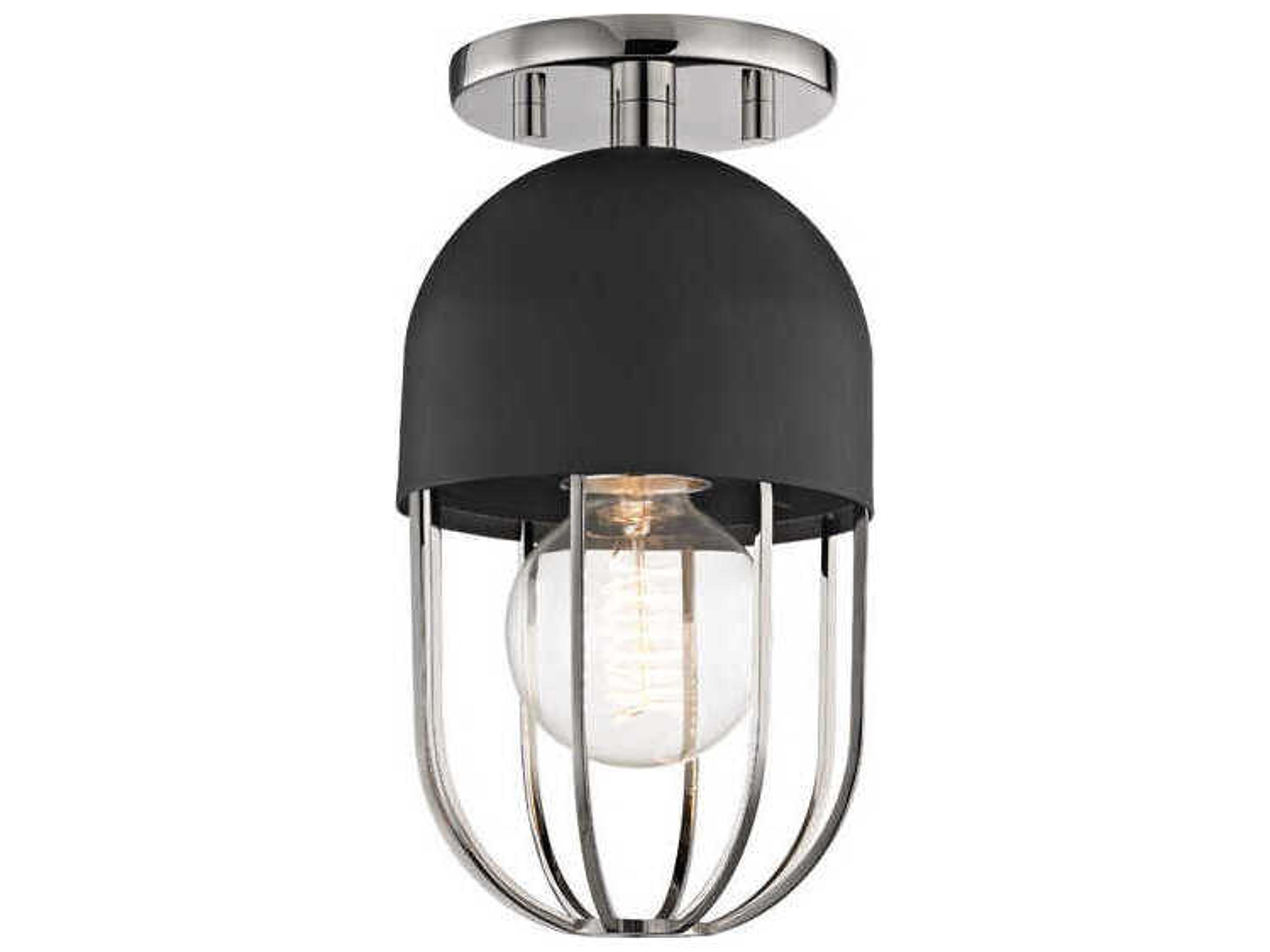 Haley 1-Light Polished Nickel Black Semi Flush Mount