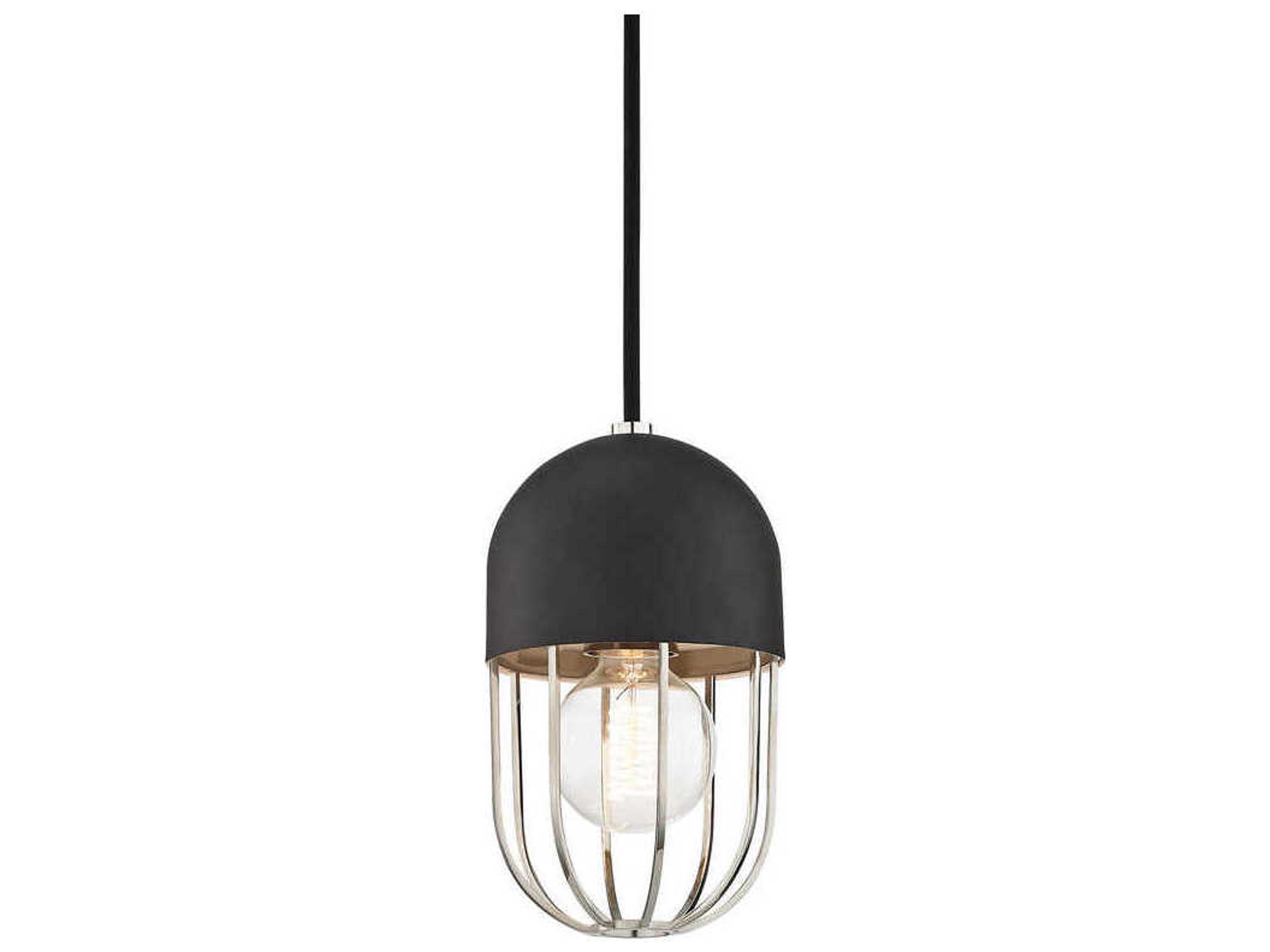 Haley 1-Light Polished Nickel Black Mini Pendant