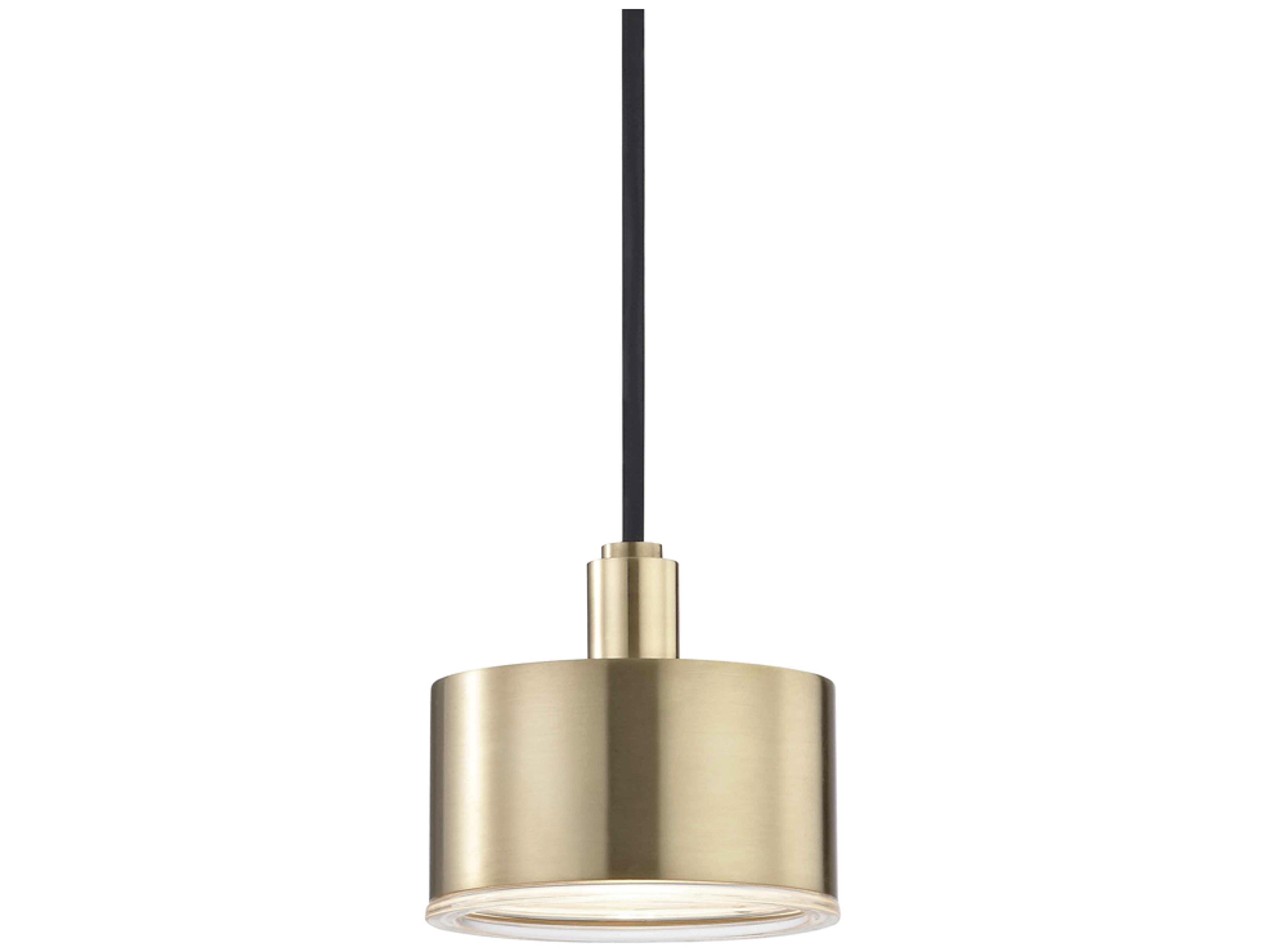 Nora 1-Light Aged Brass Clear Glass LED Drum Mini Pendant