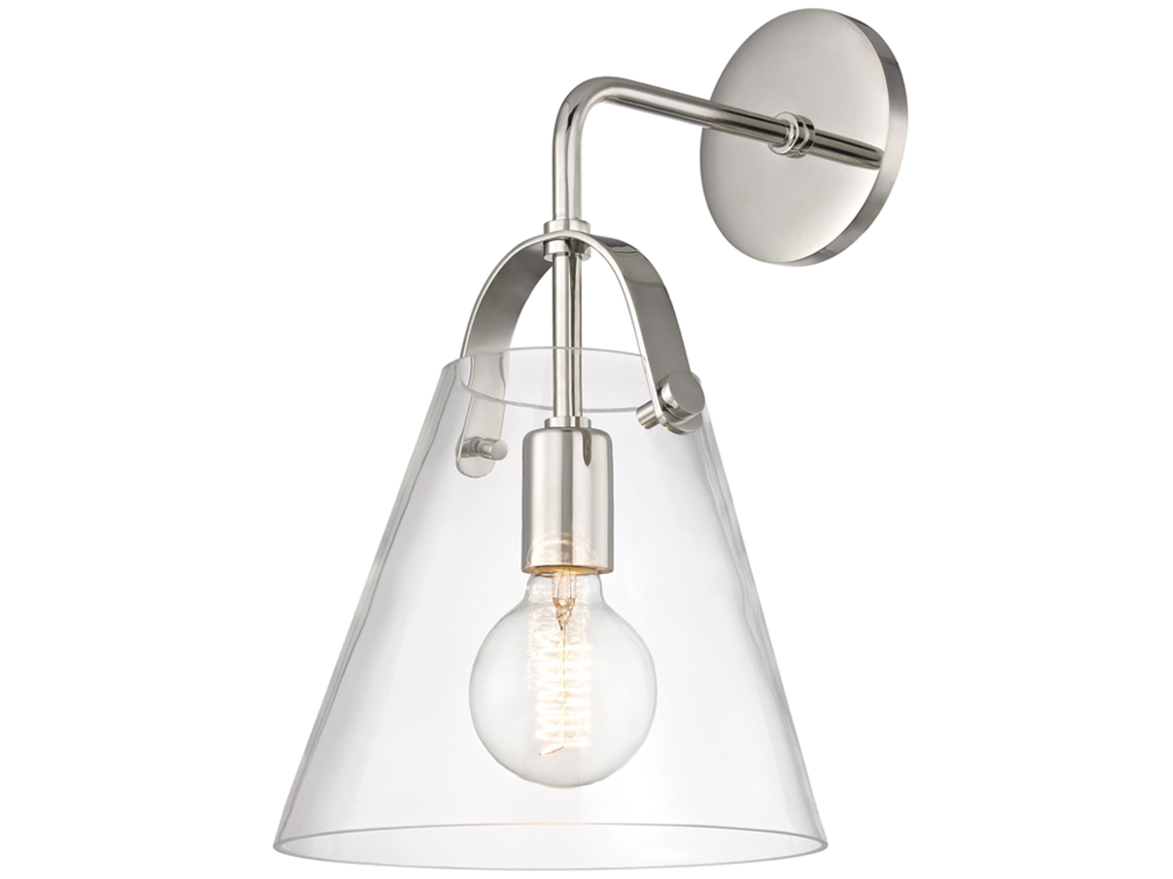 Mitzi Karin 1-Light Polished Nickel Clear Glass Wall Sconce
