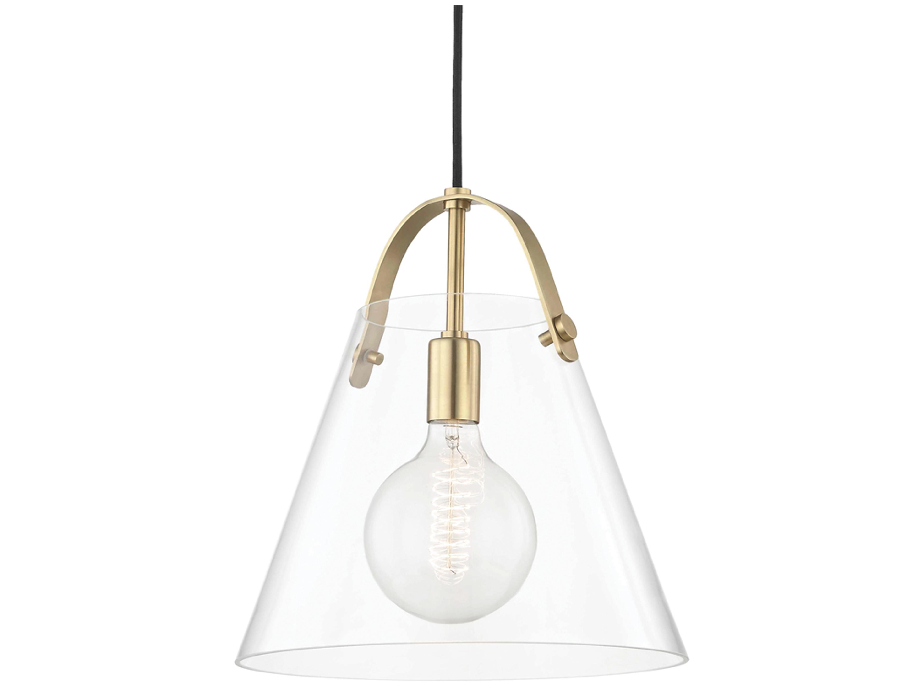 Mitzi Karin 1-Light Aged Brass Clear Glass Pendant