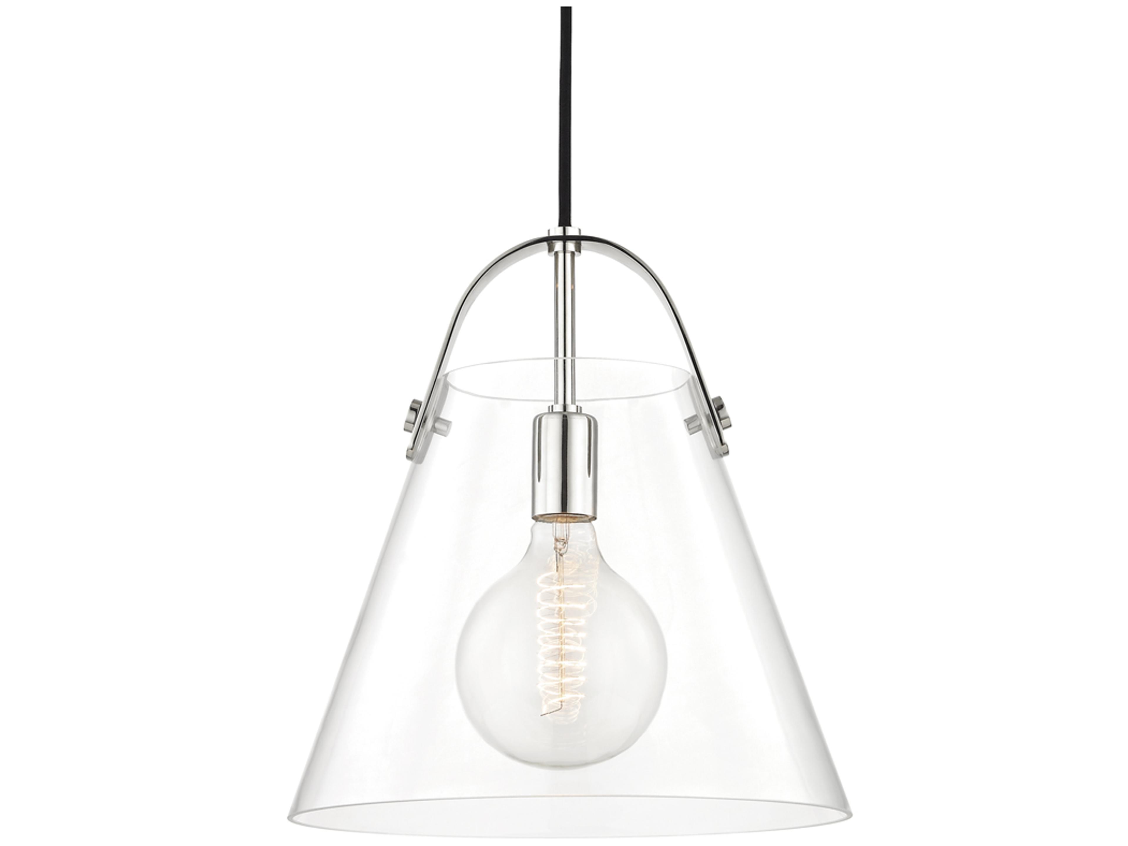 Karin 1-Light Polished Nickel Clear Glass Pendant