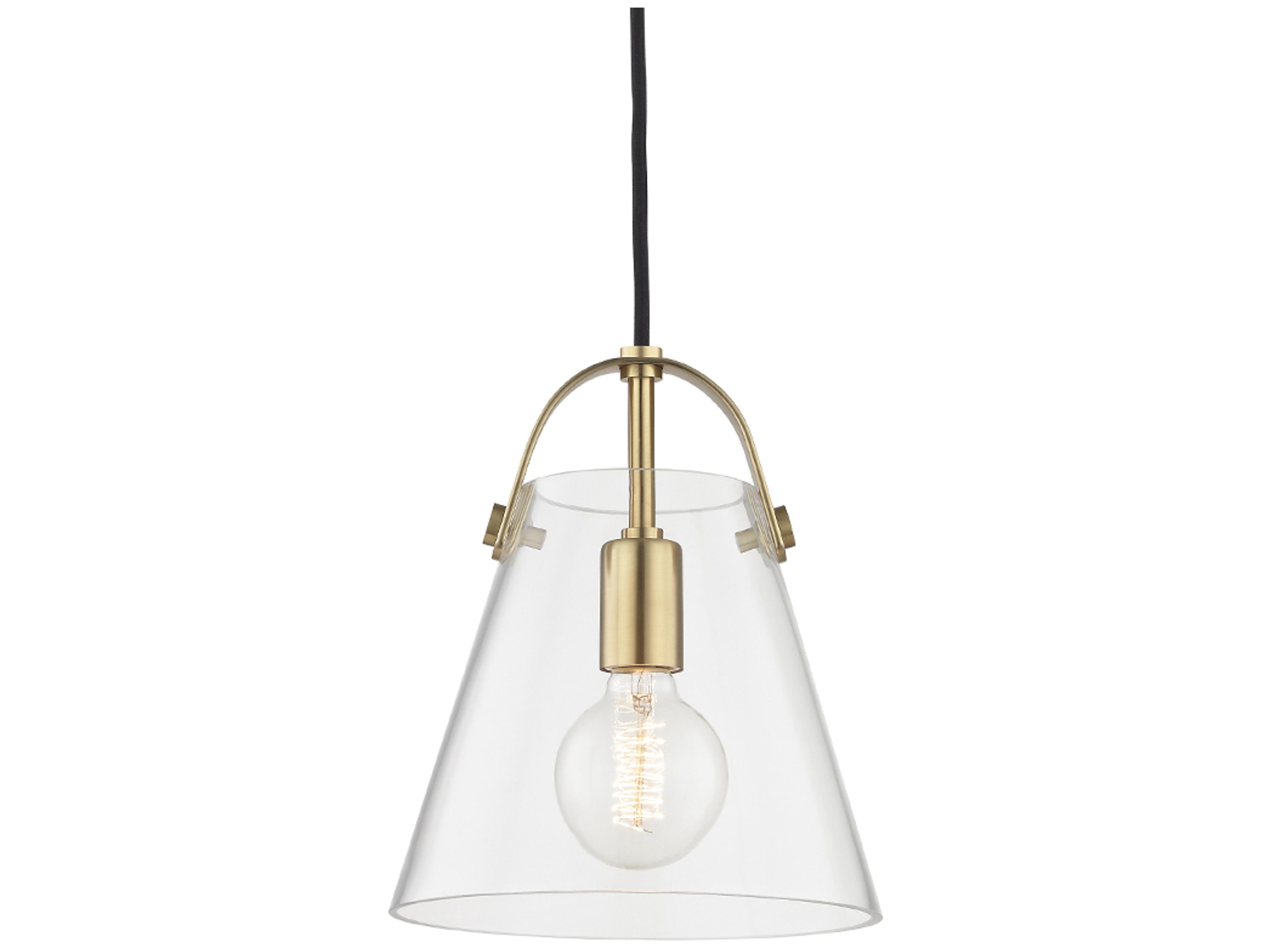 Karin 1-Light Aged Brass Clear Glass Mini Pendant