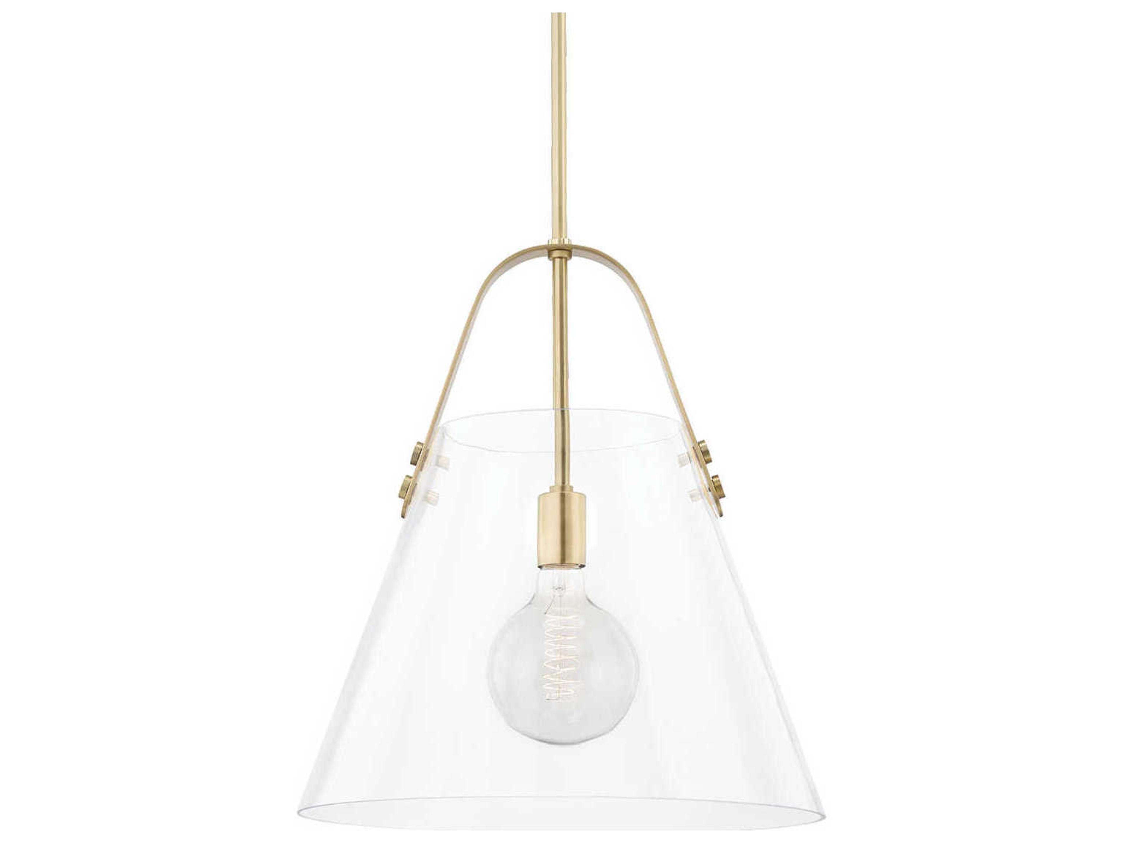 Karin 1-Light Aged Brass Clear Glass Pendant