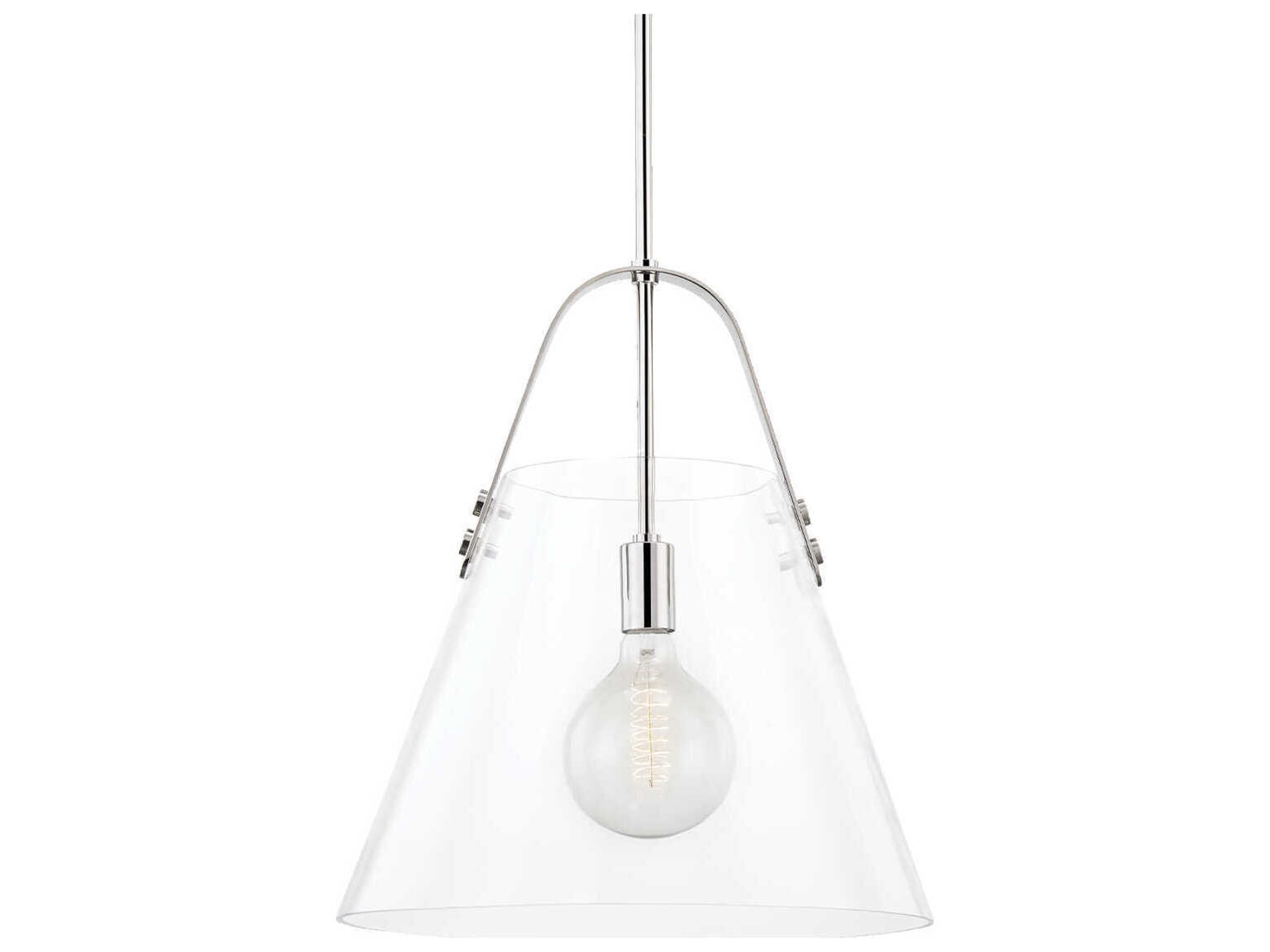 Karin 1-Light Polished Nickel Clear Glass Pendant