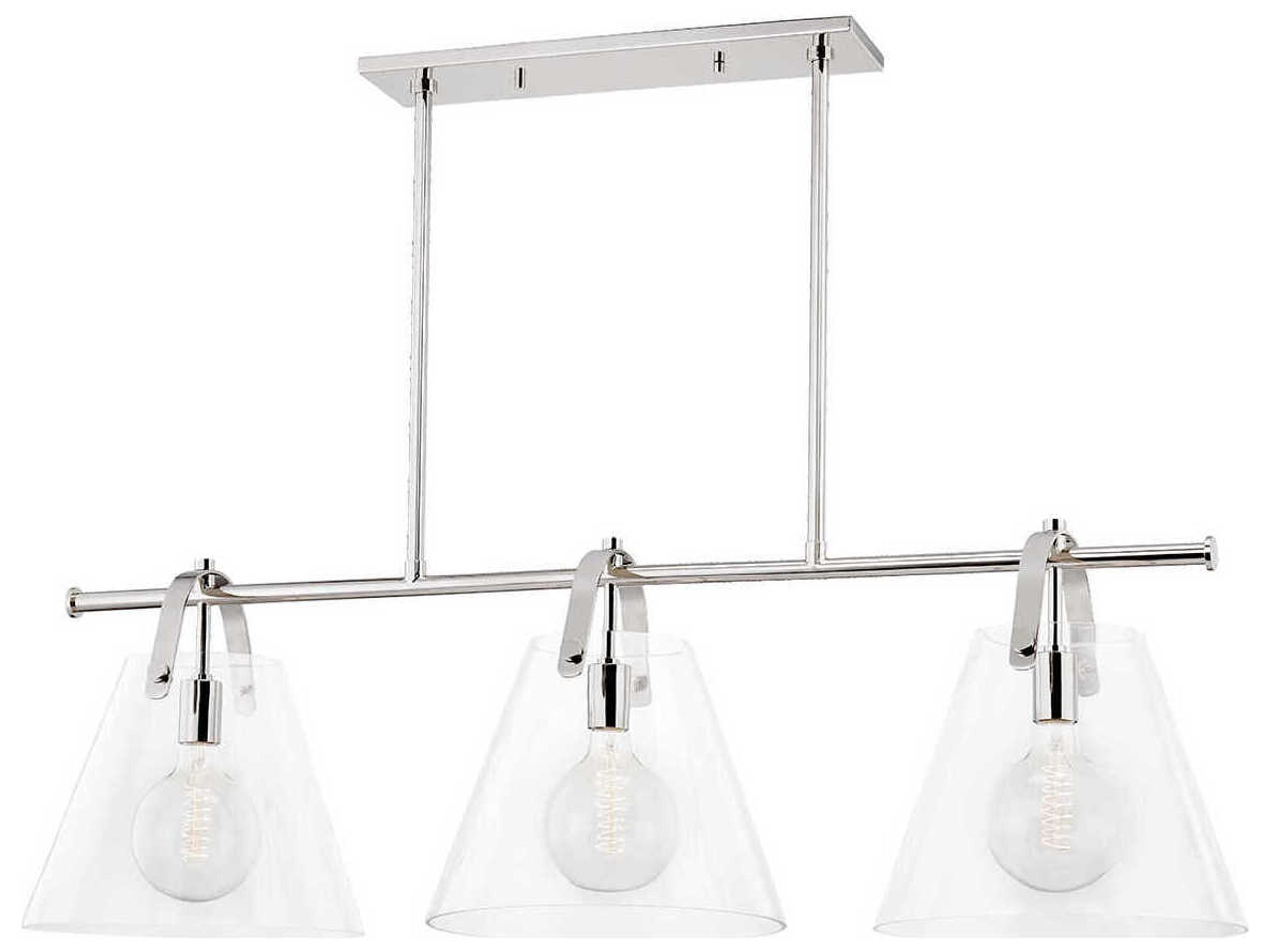 Karin 3-Light Polished Nickel Clear Glass Linear Island Pendant