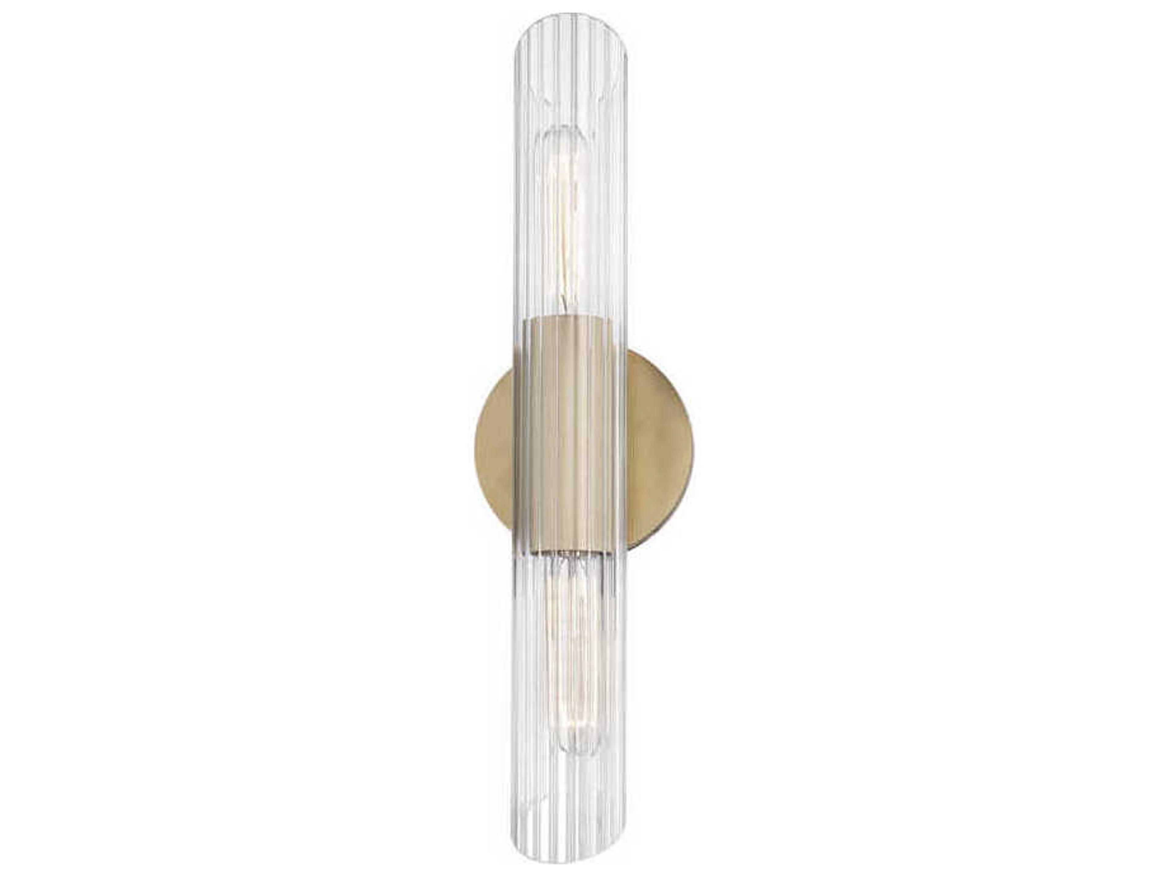 Mitzi Cecily 2-Light Aged Brass Glass Vanity Light