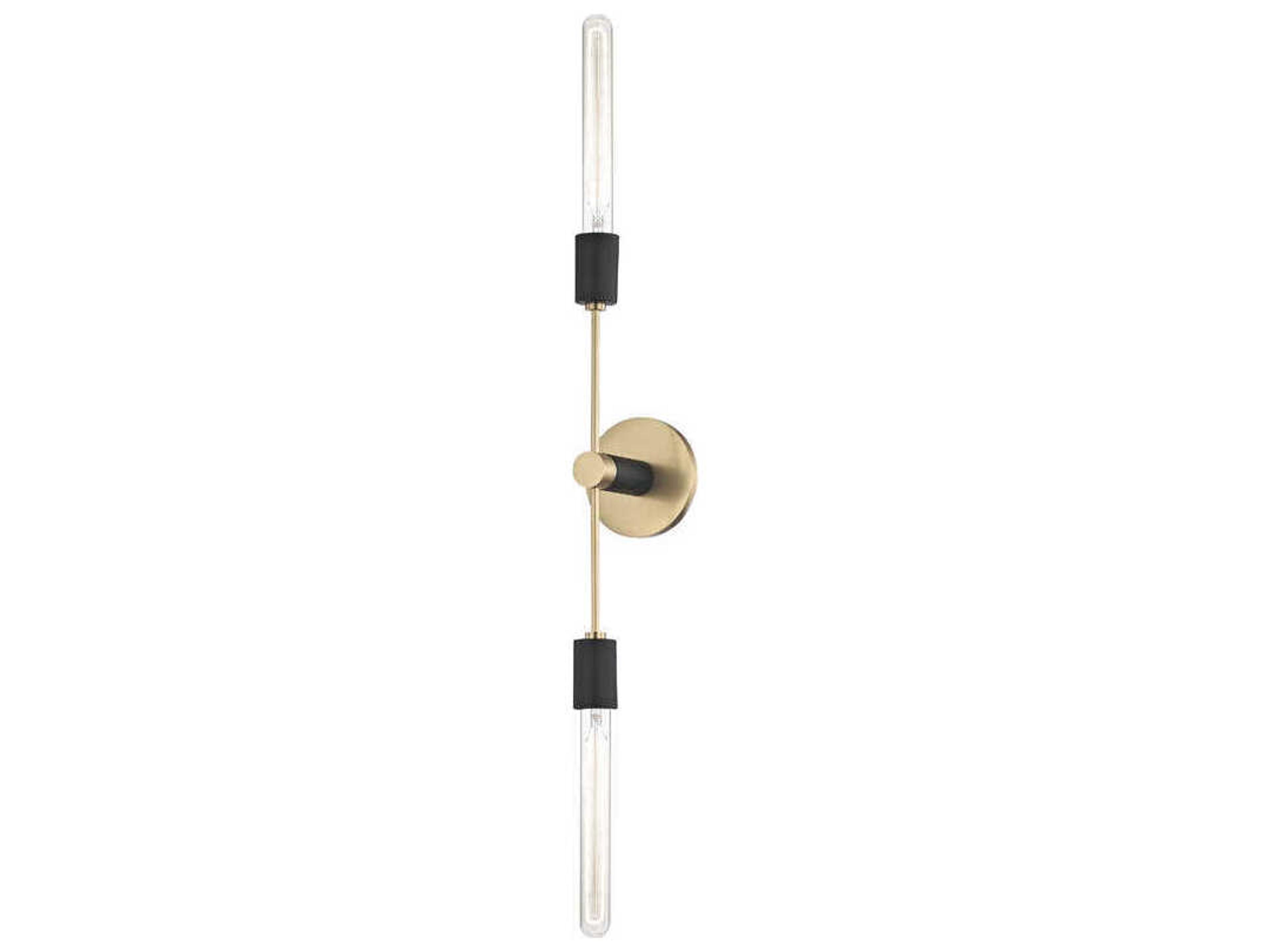 Mitzi Astrid 2-Light Aged Brass Black Wall Sconce