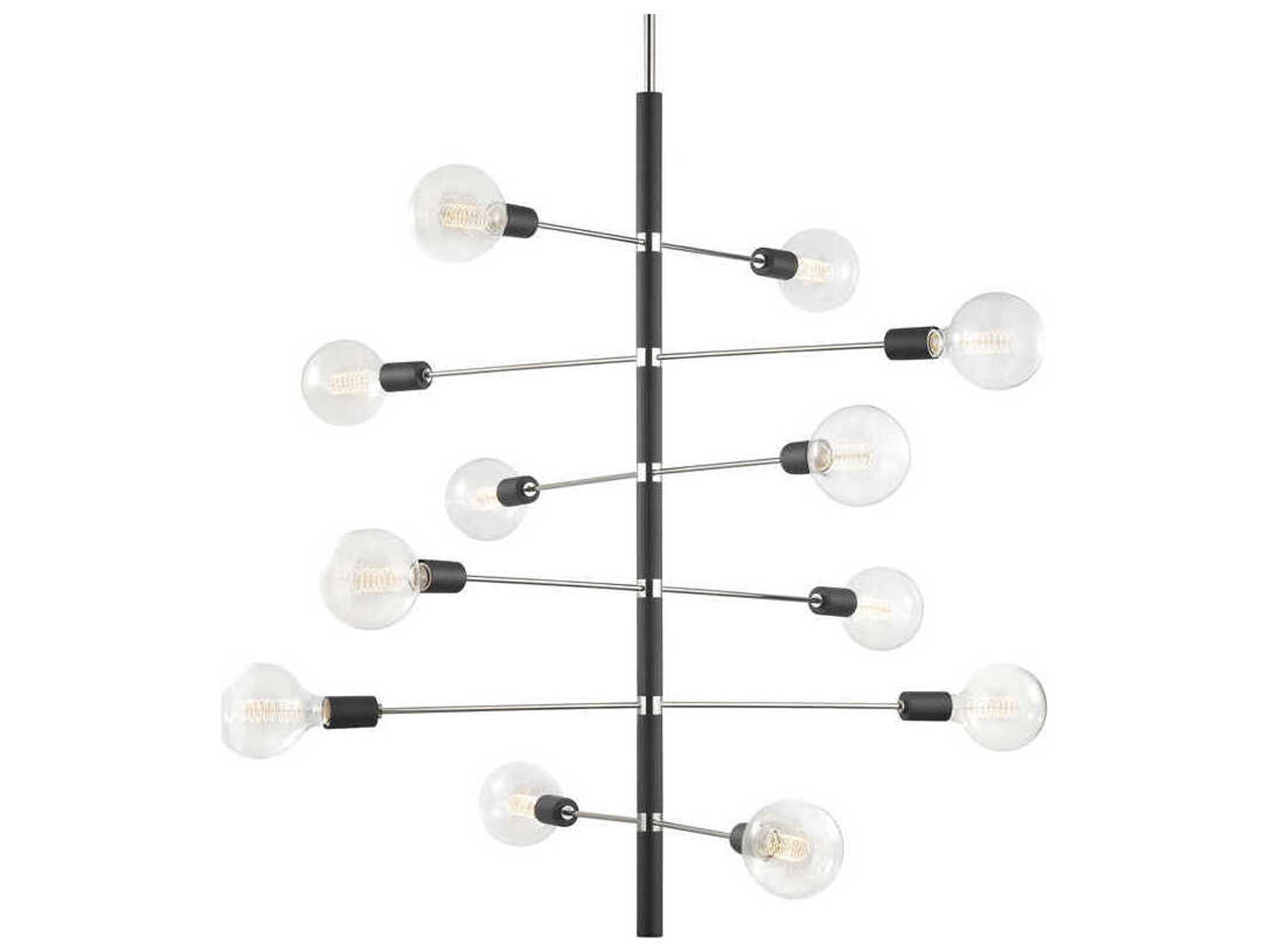 Astrid 12-Light Polished Nickel Black Pendant