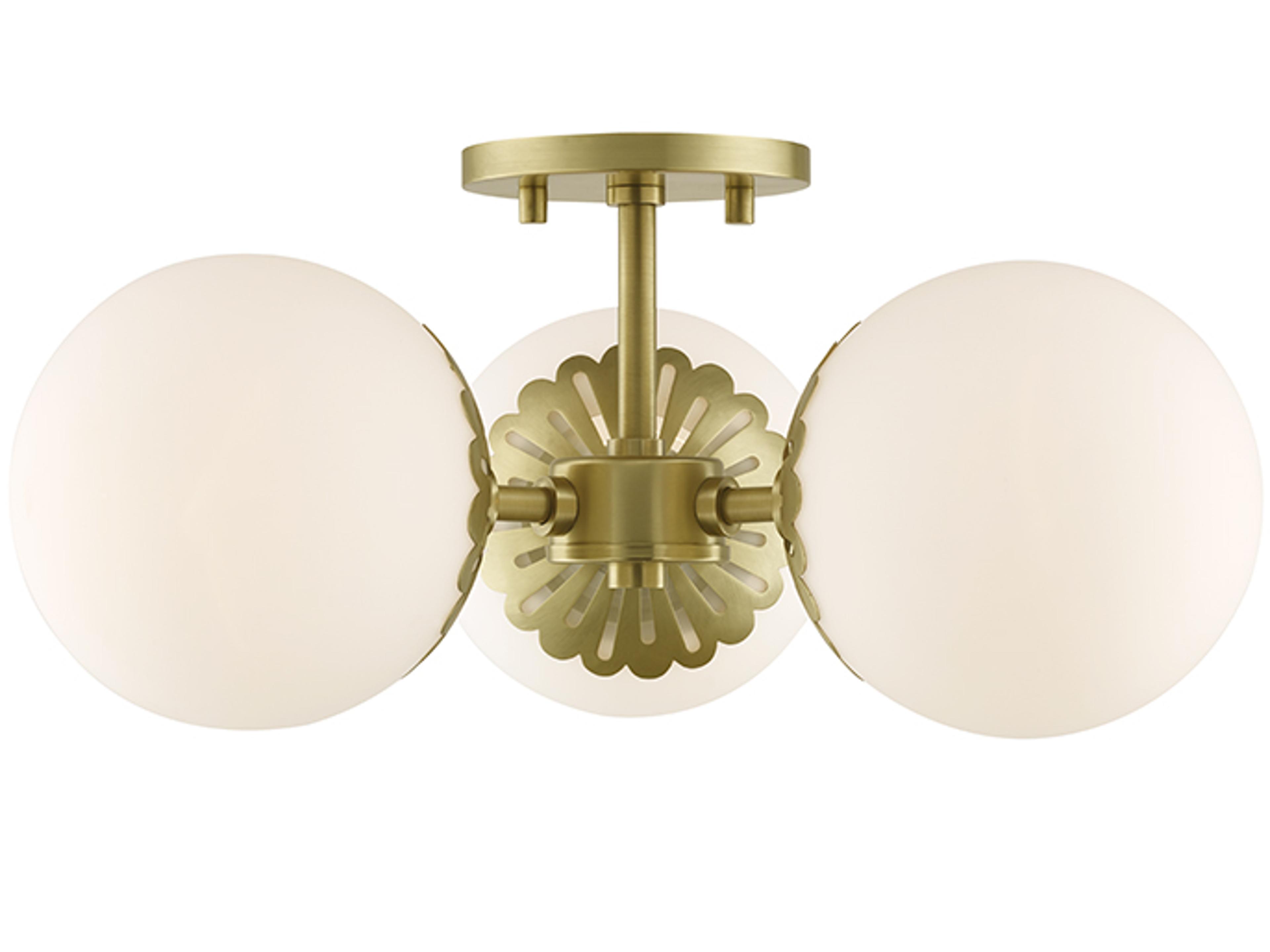 Paige Semi-Flush Ceiling Light in Aged Brass