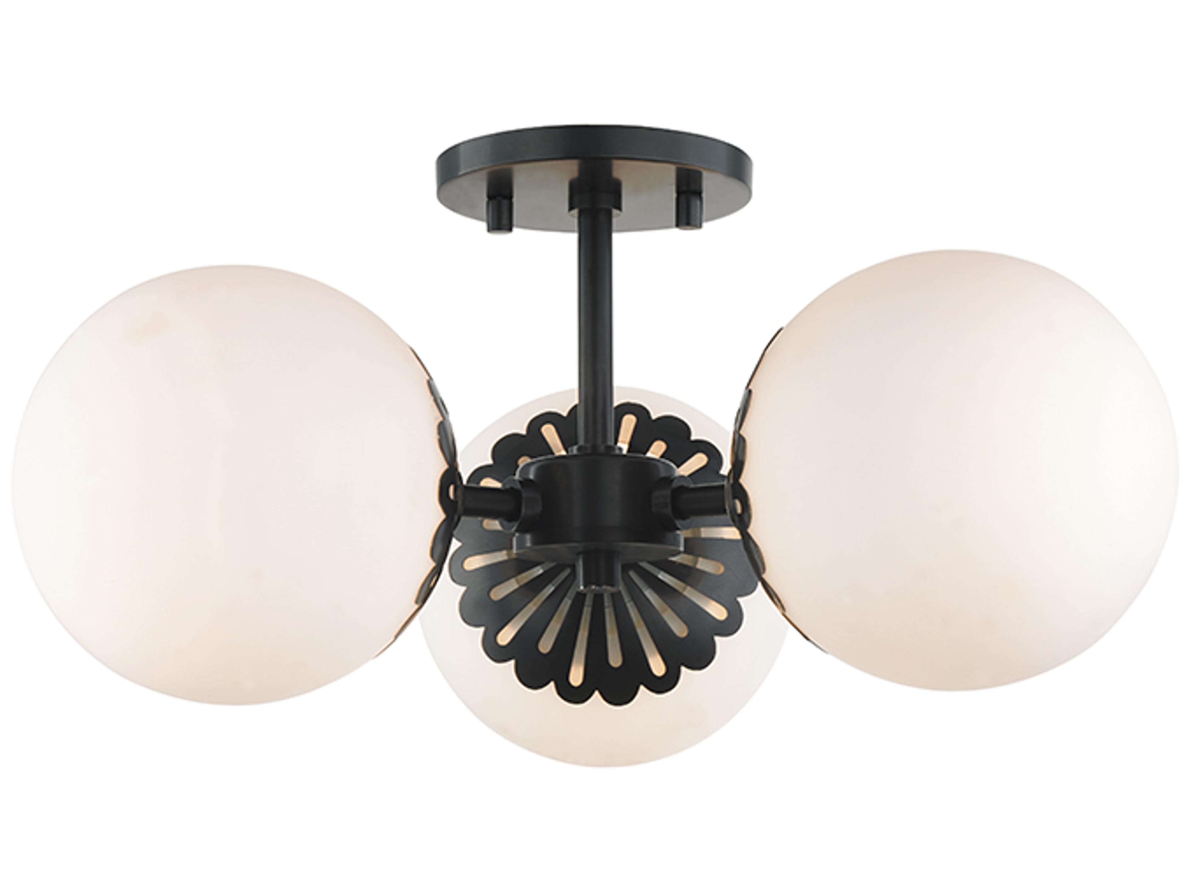 Paige 3-Light Old Bronze Glass Globe Semi Flush Mount