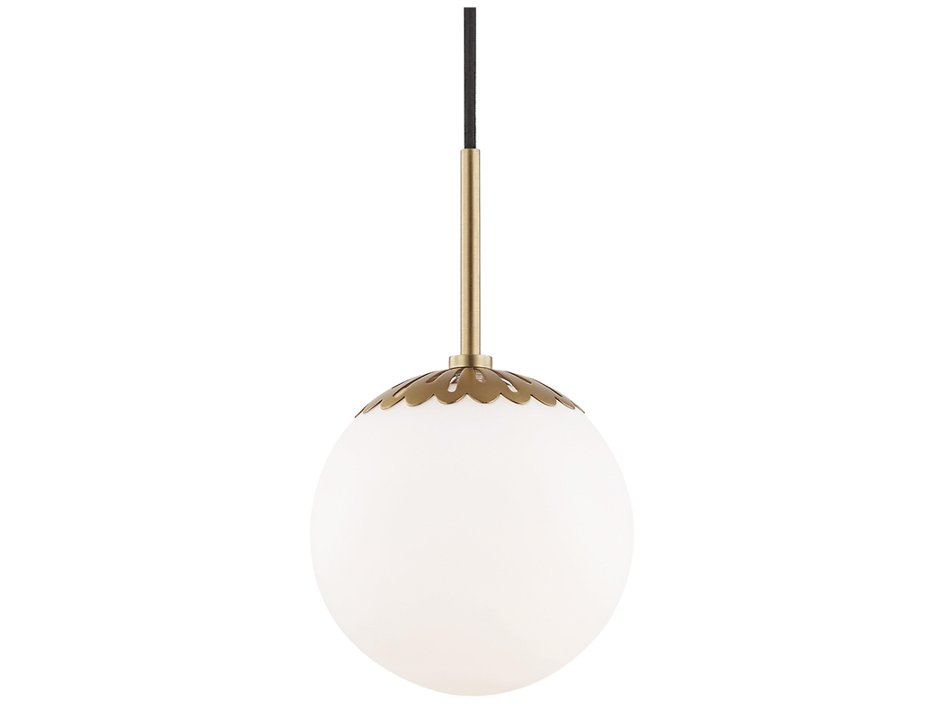 Paige 1-Light Aged Brass Glass Globe Mini Pendant