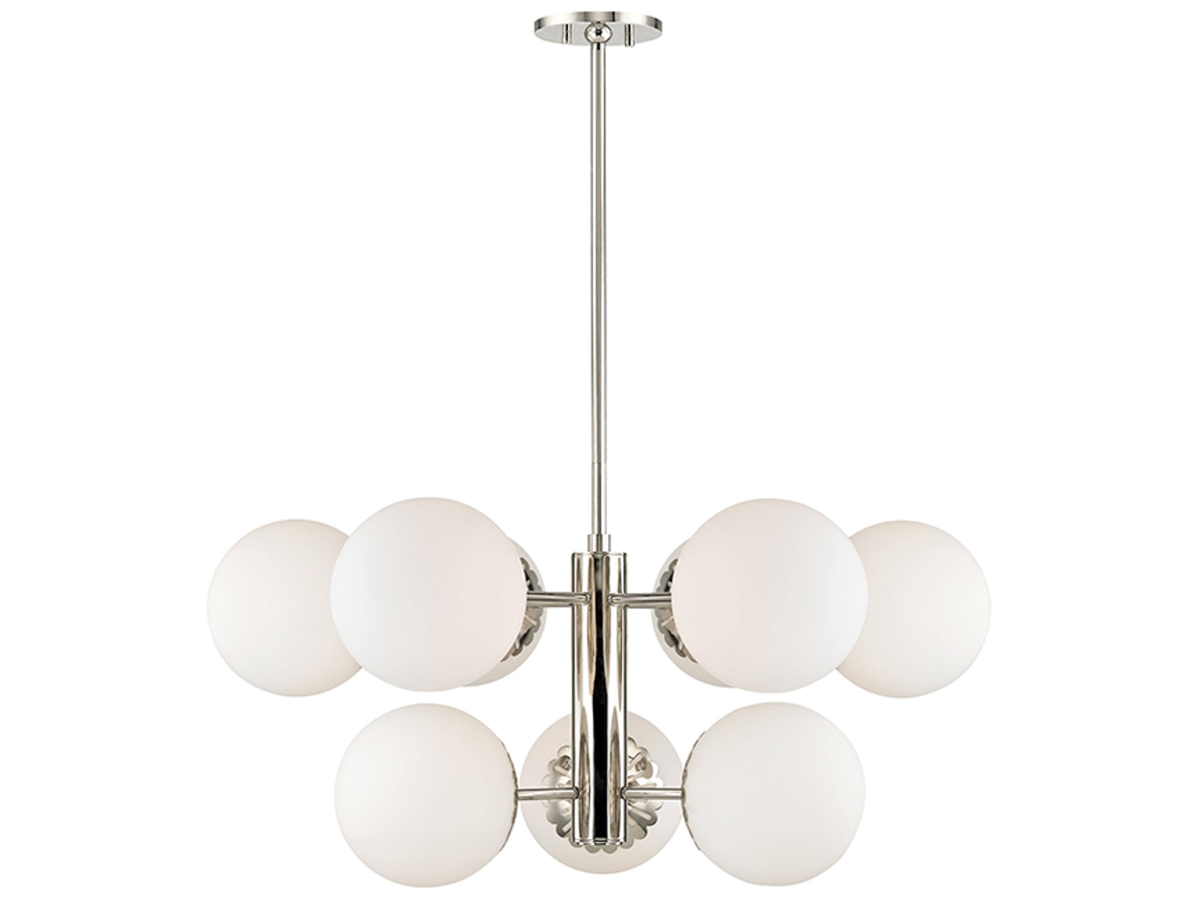 Paige 9-Light Polished Nickel Glass Globe Chandelier