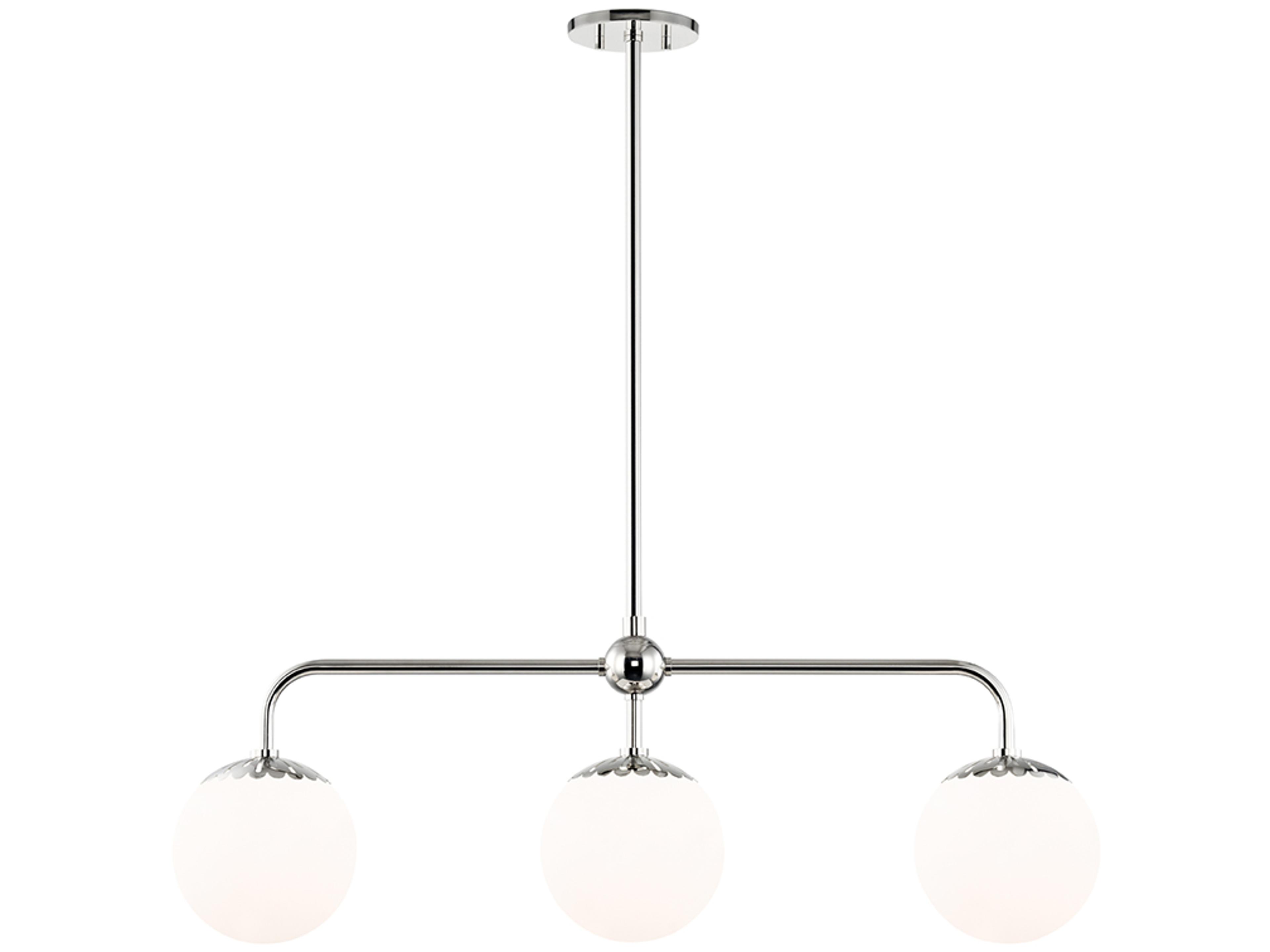 Paige 3-Light Polished Nickel Glass Globe Linear Island Pendant