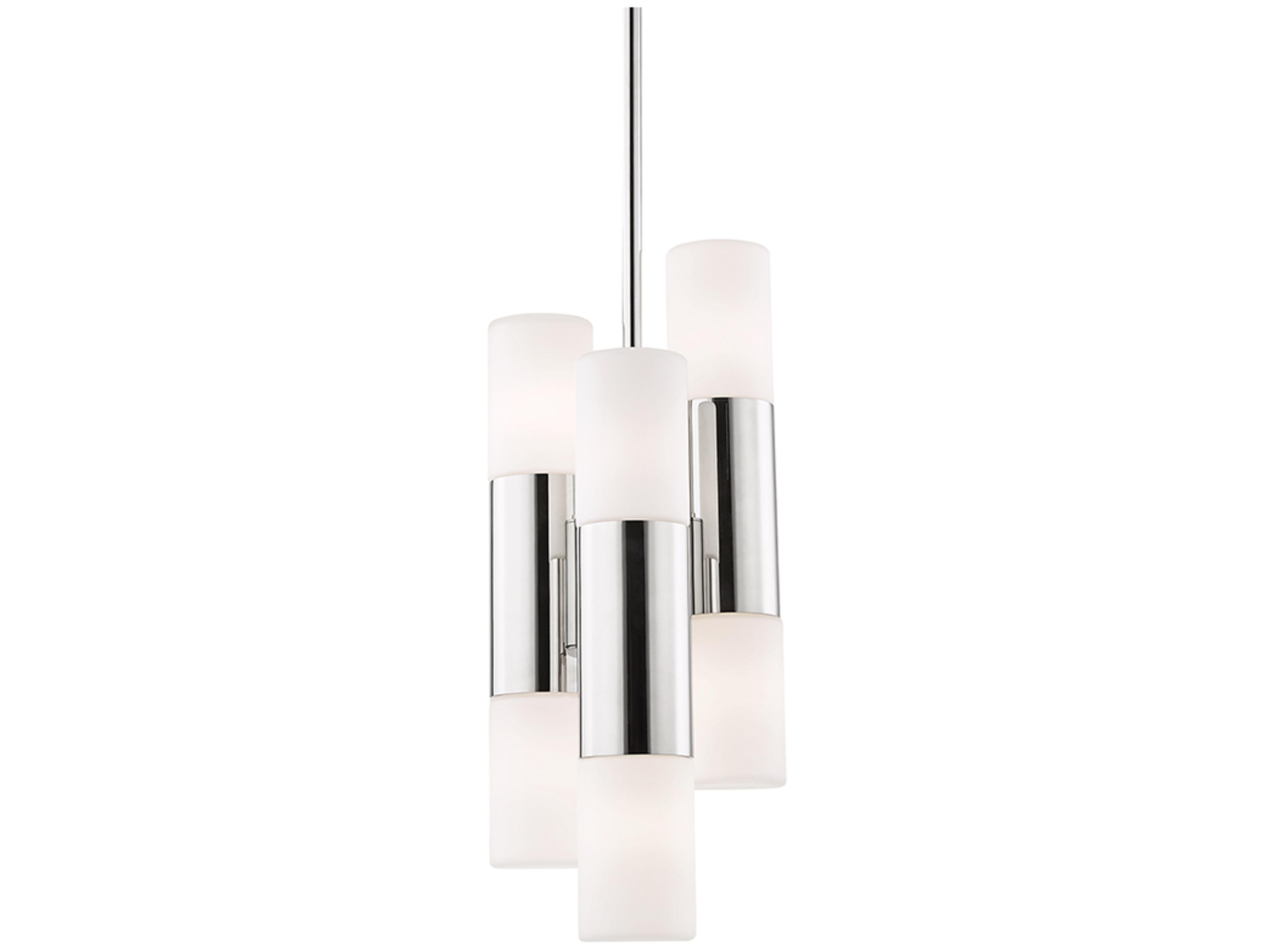 Lola 6-Light Polished Nickel White Glass LED Cylinder Mini Pendant