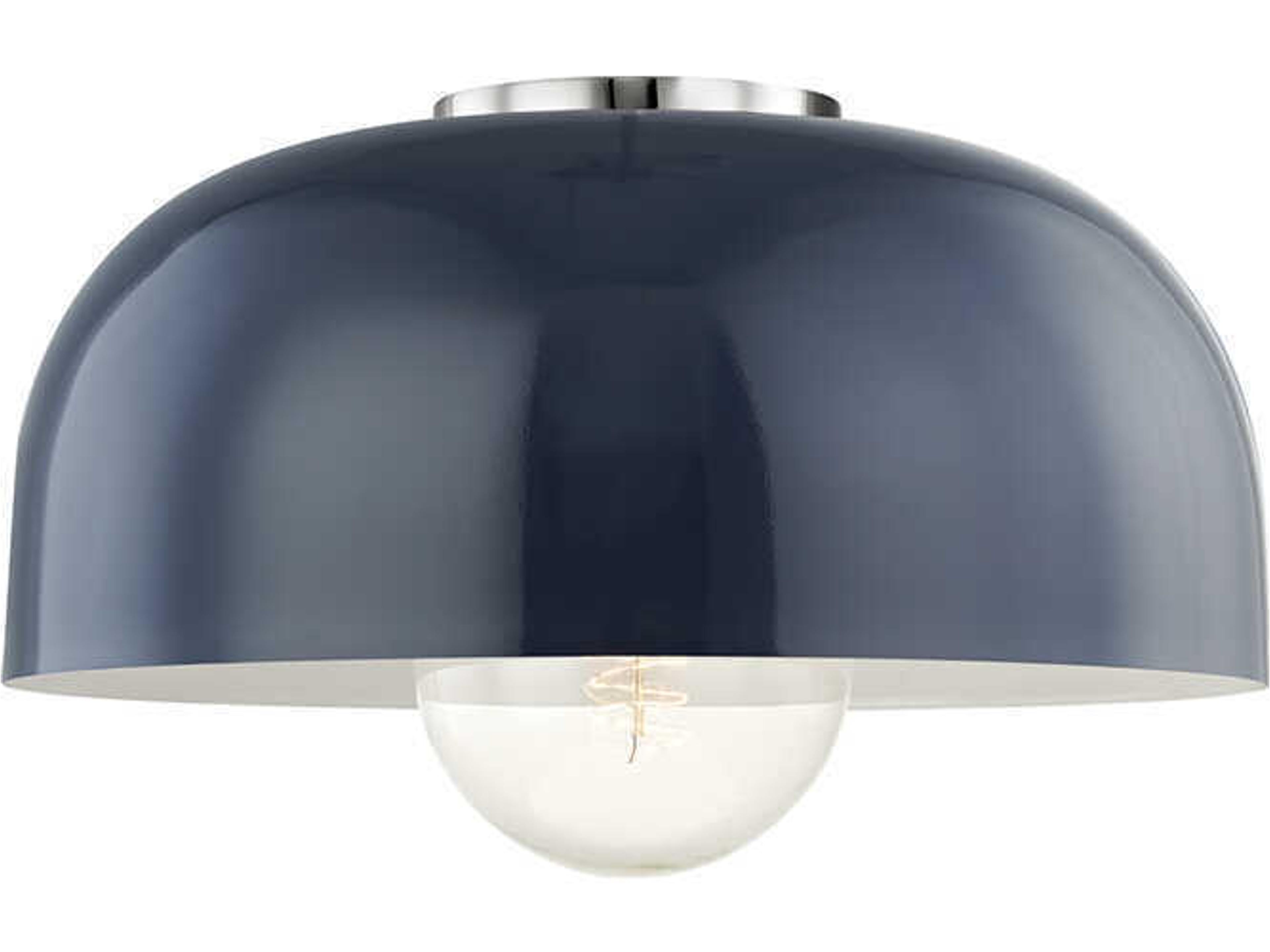 Avery 1-Light Polished Nickel Navy Blue Dome Flush Mount