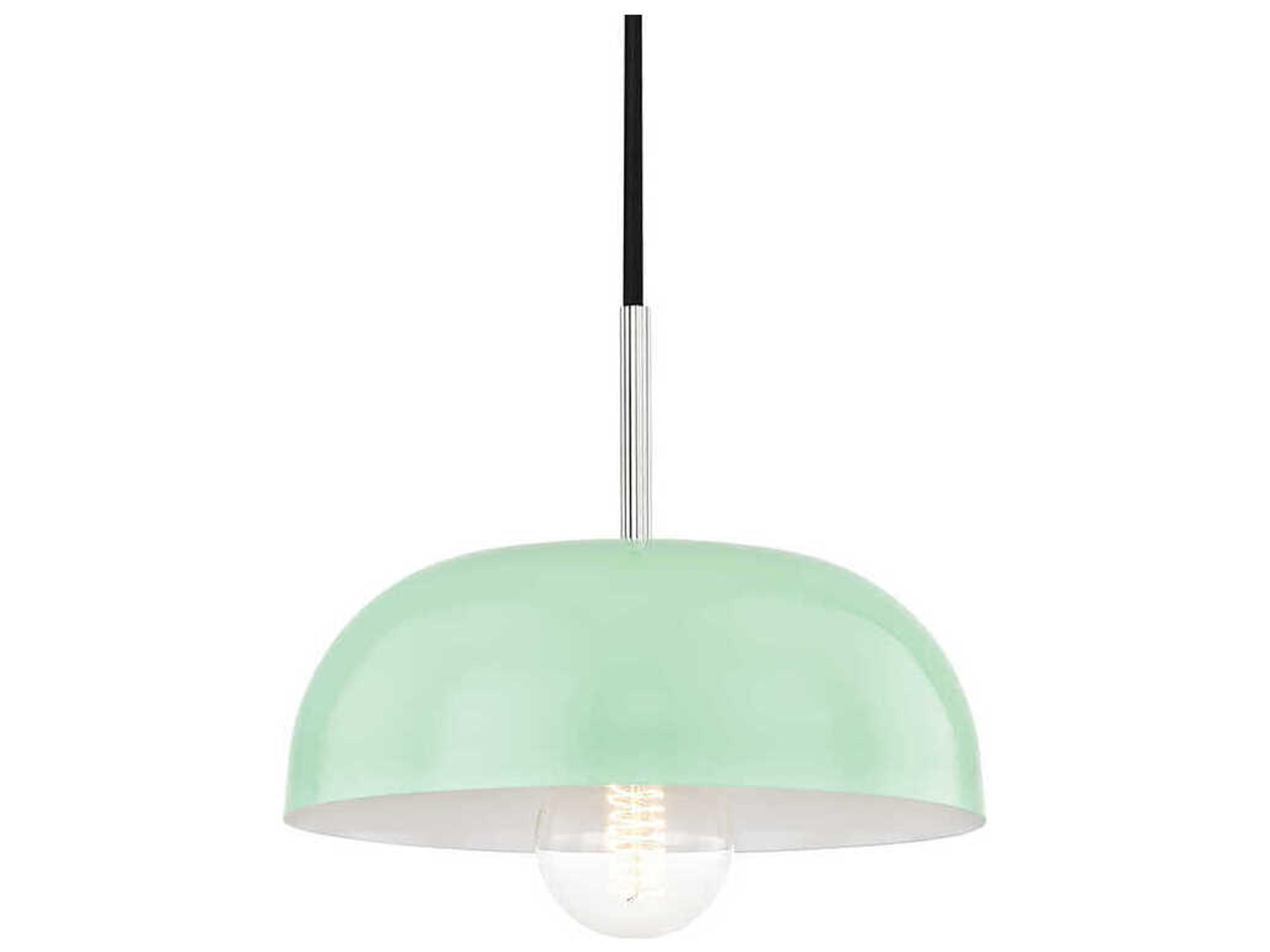 Avery 1-Light Polished Nickel Mint Green Dome Mini Pendant