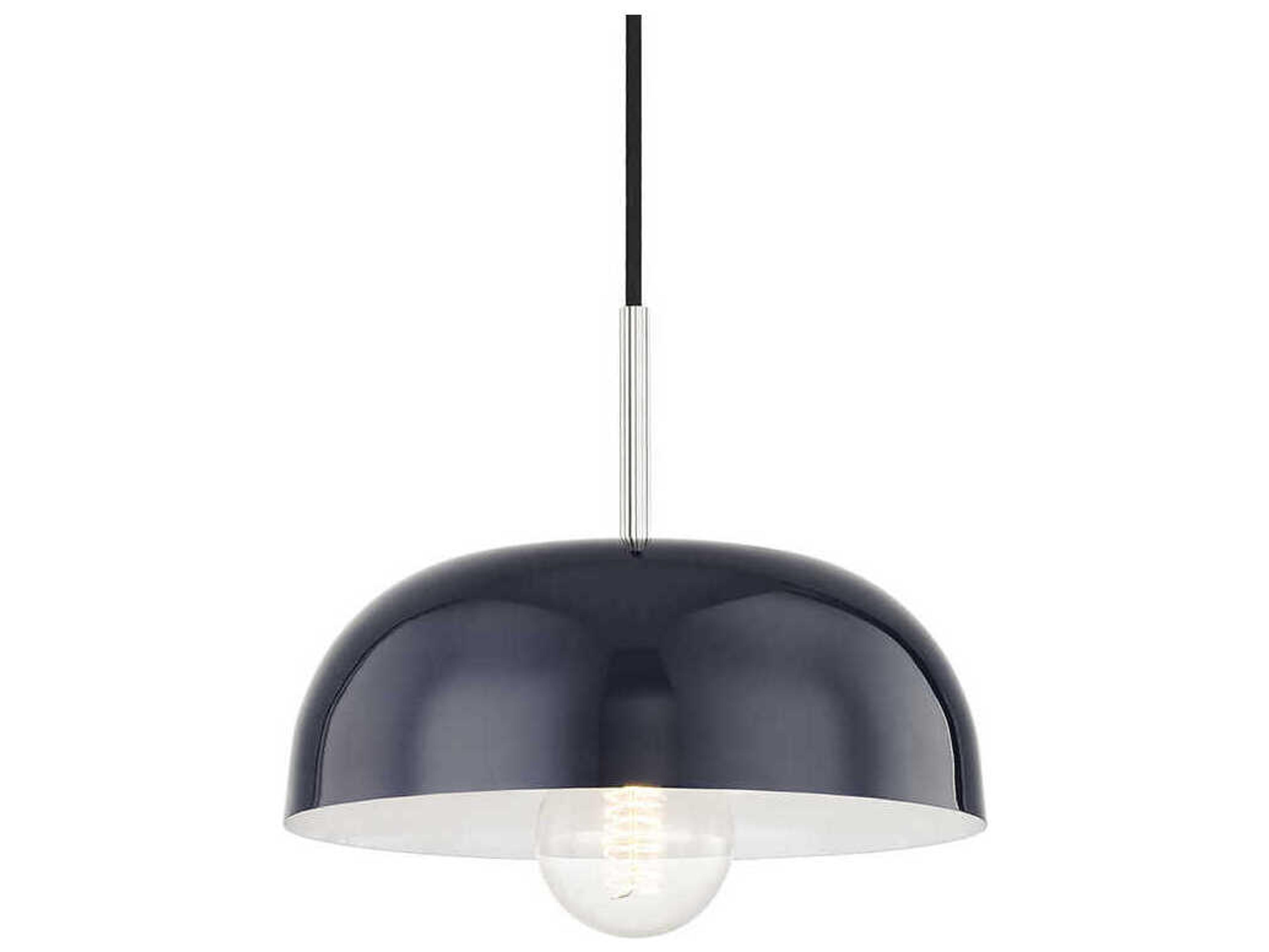 Avery 1-Light Polished Nickel Navy Blue Dome Mini Pendant