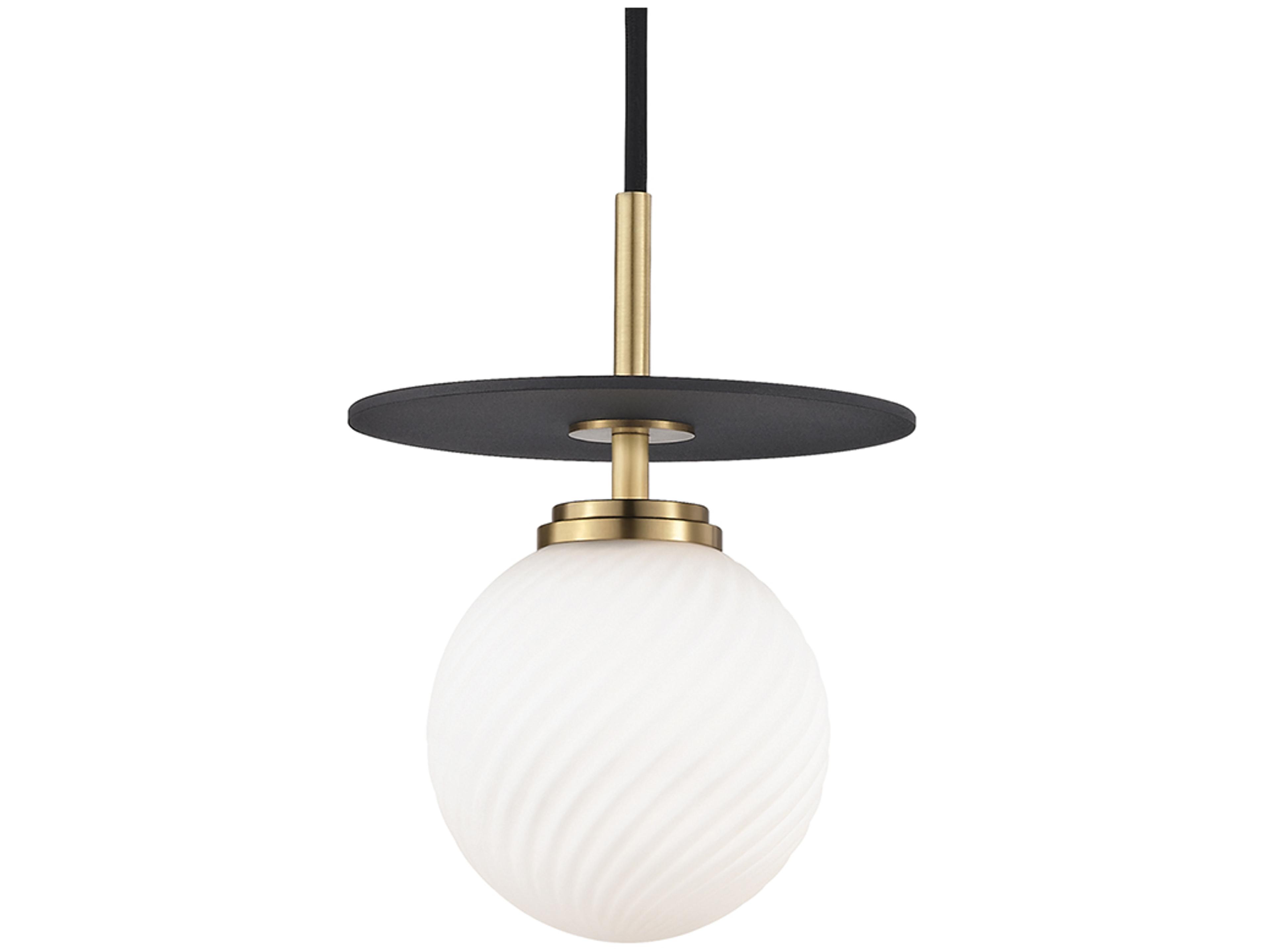 Ellis 1-Light Aged Brass Black Glass LED Globe Mini Pendant