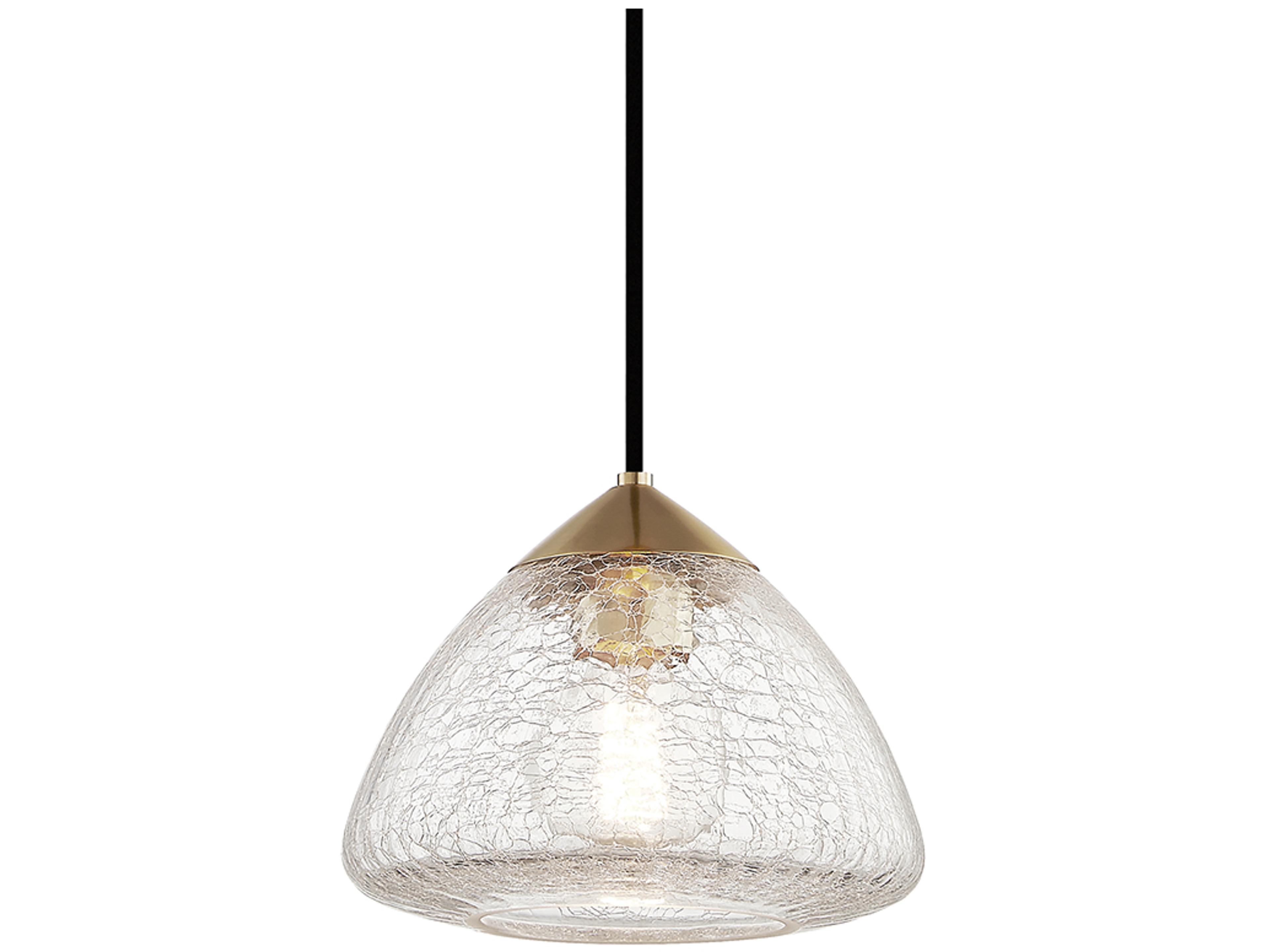 Maya 1-Light Aged Brass Glass Mini Pendant