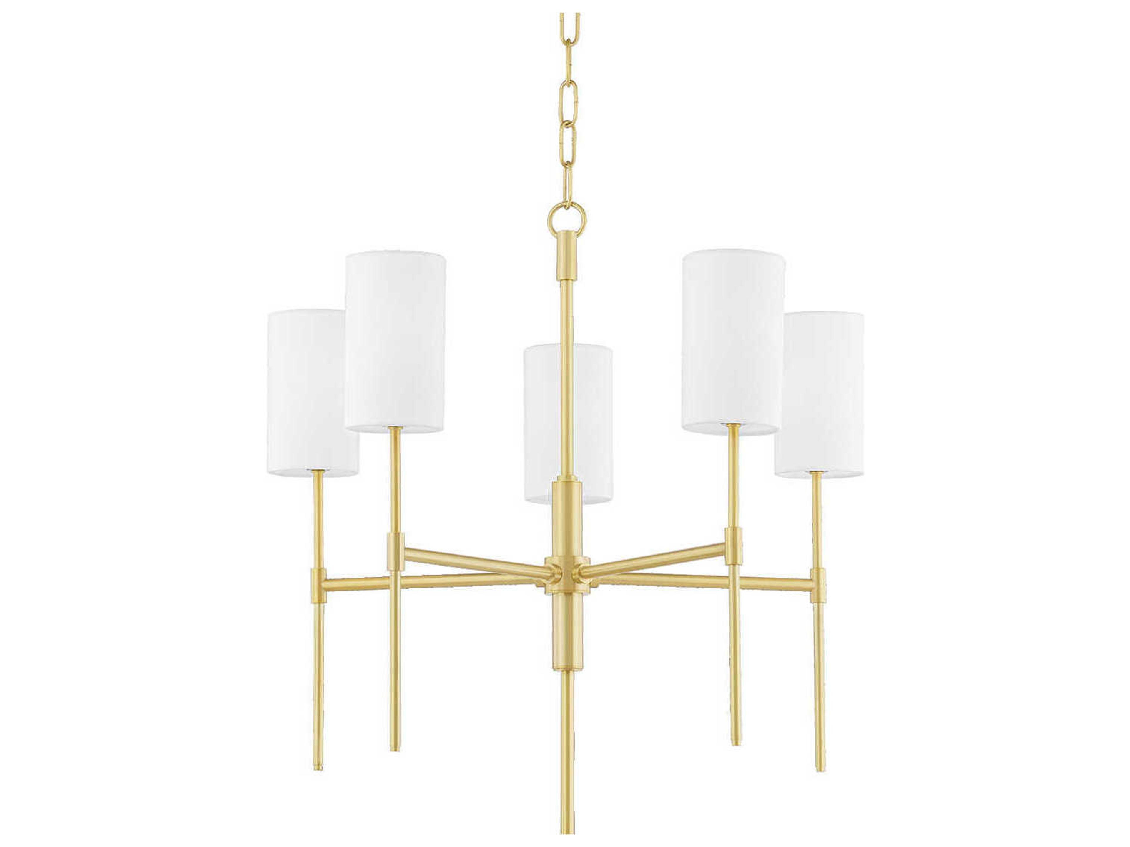 Olivia 5-Light Aged Brass Candelabra Cylinder Chandelier