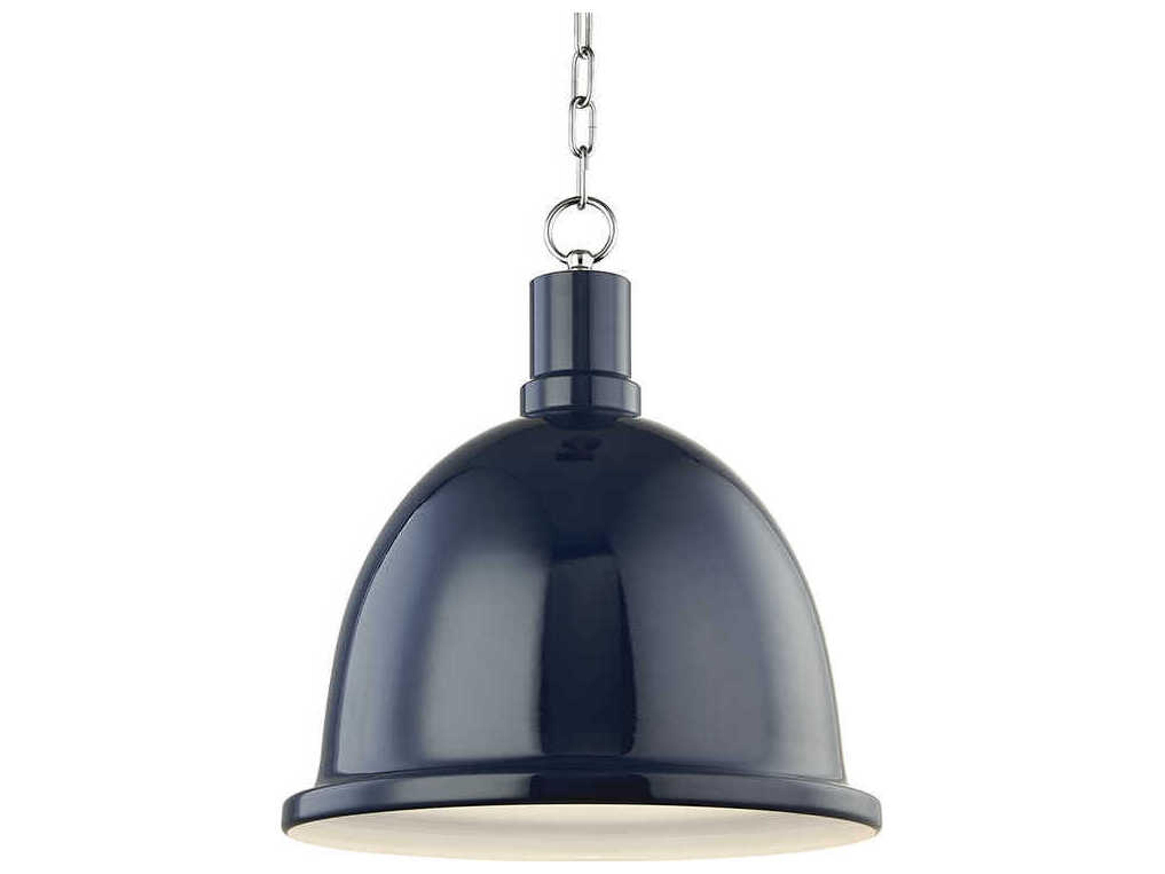 Blair 1-Light Polished Nickel Navy Blue Dome Pendant