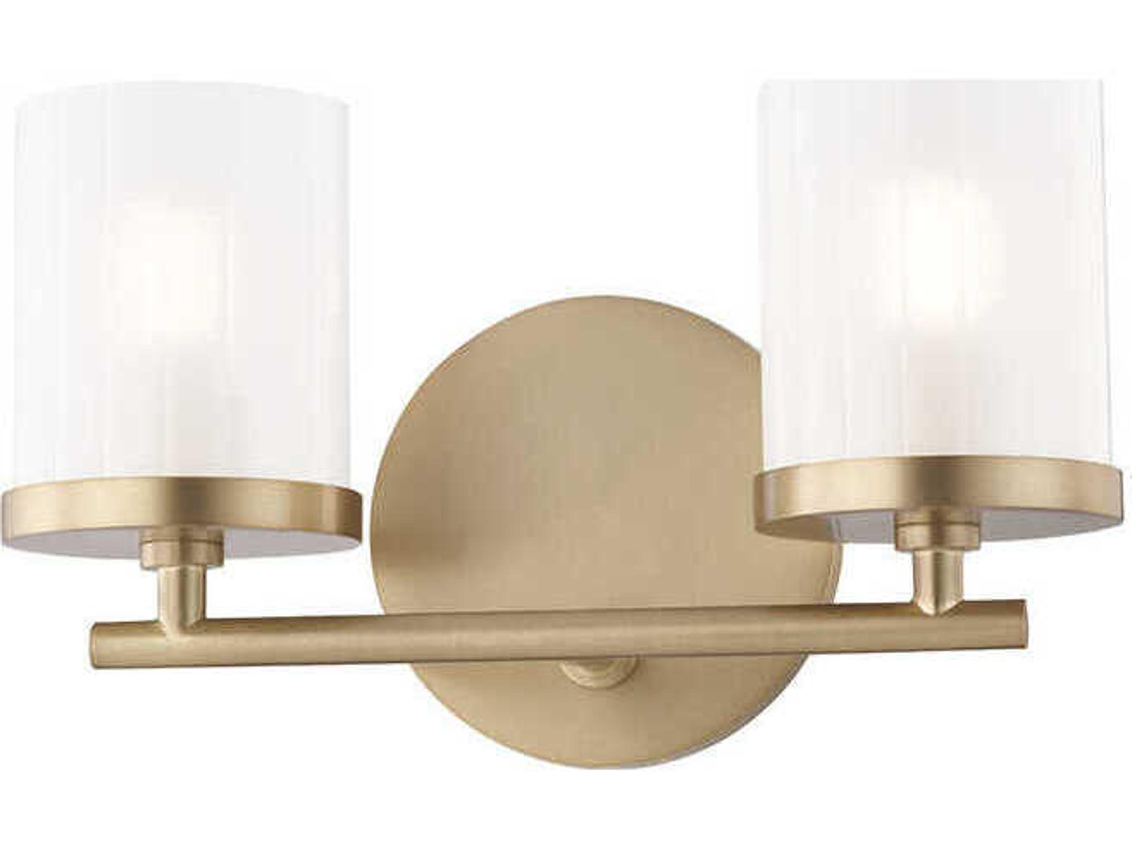 Ryan 2-Light Aged Brass Glass Vanity Light