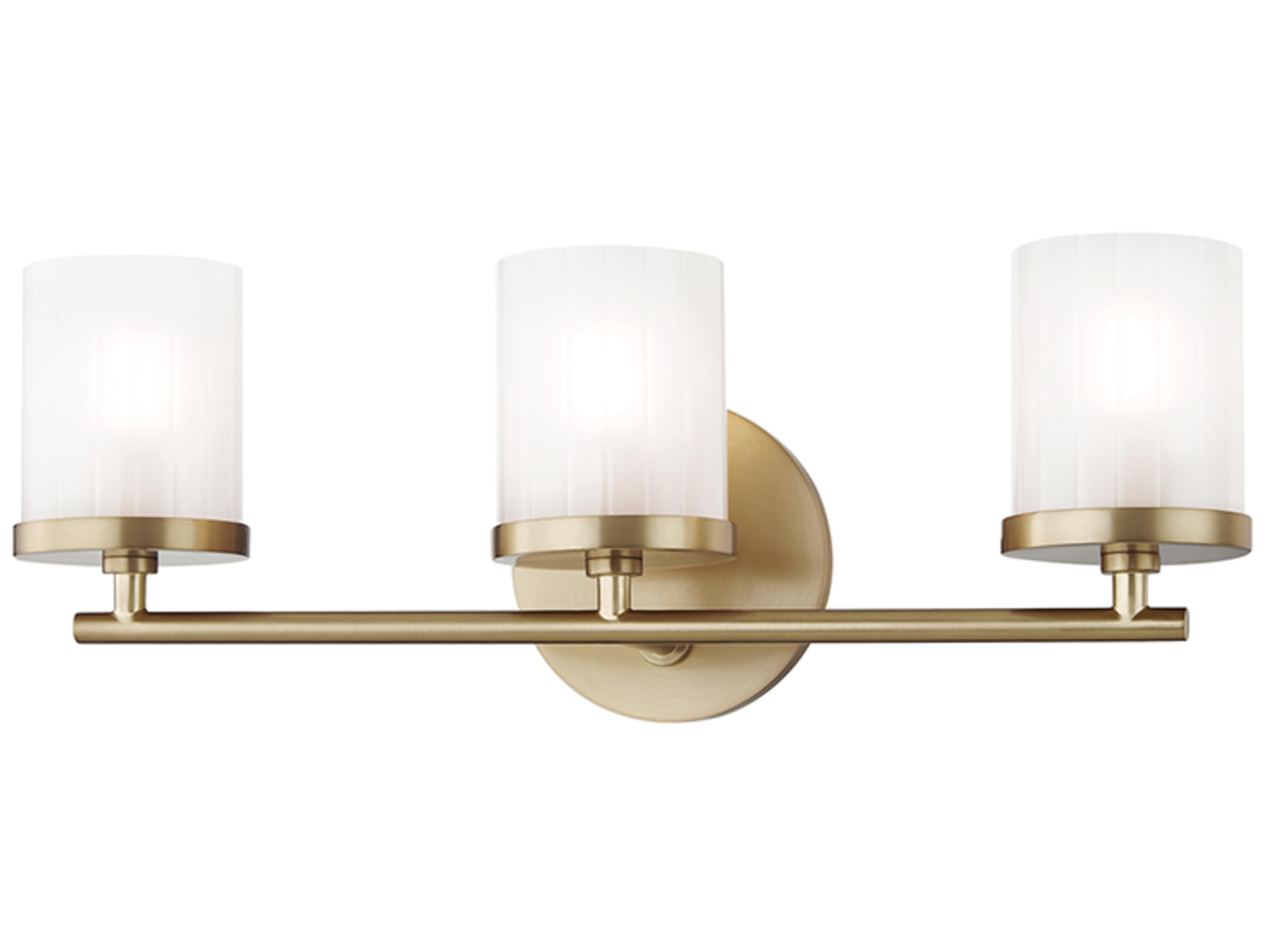 Ryan 3-Light Aged Brass Glass Vanity Light