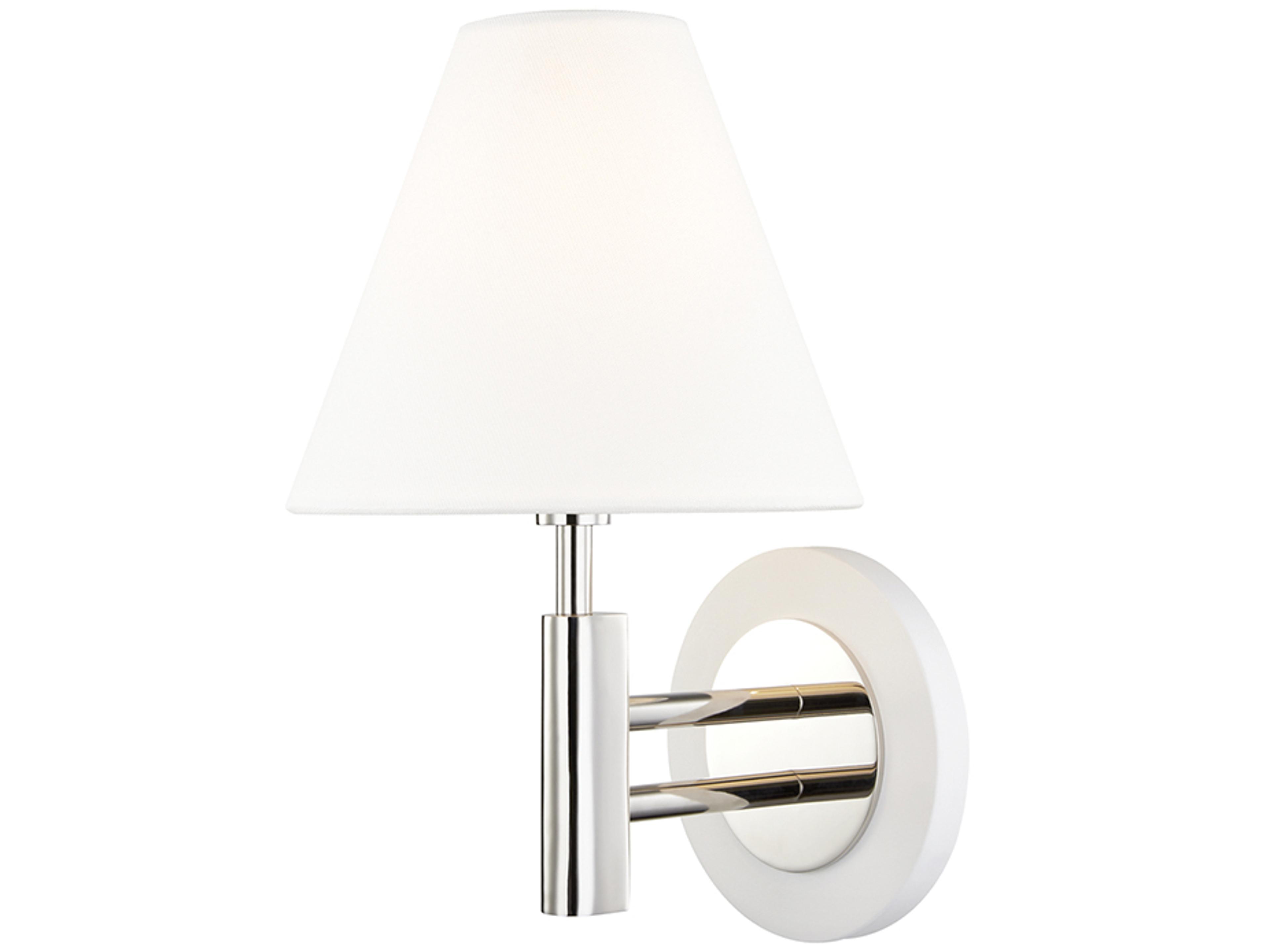 Robbie 1-Light Polished Nickel White Wall Sconce