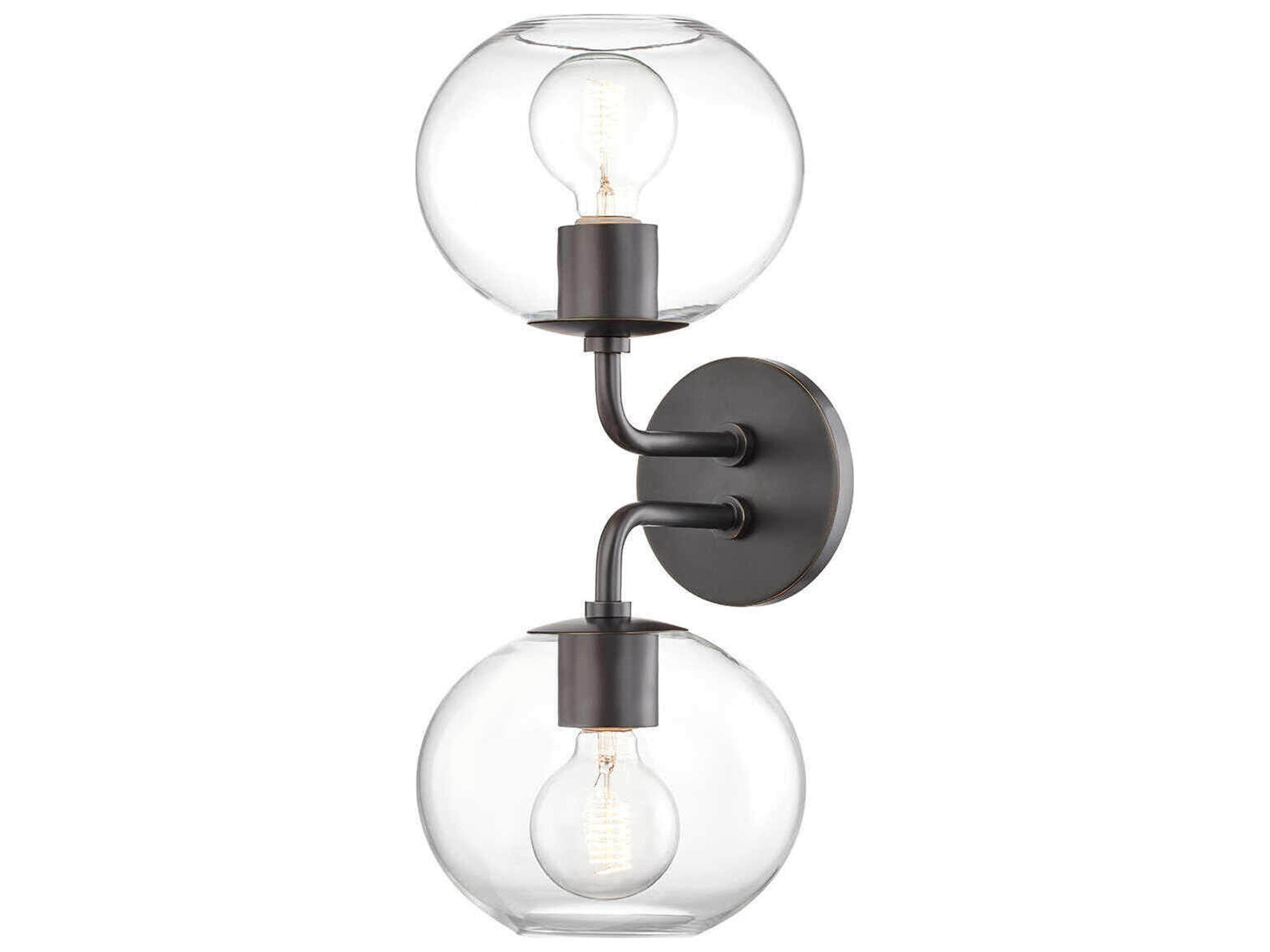 Margot 2-Light Old Bronze Glass Wall Sconce