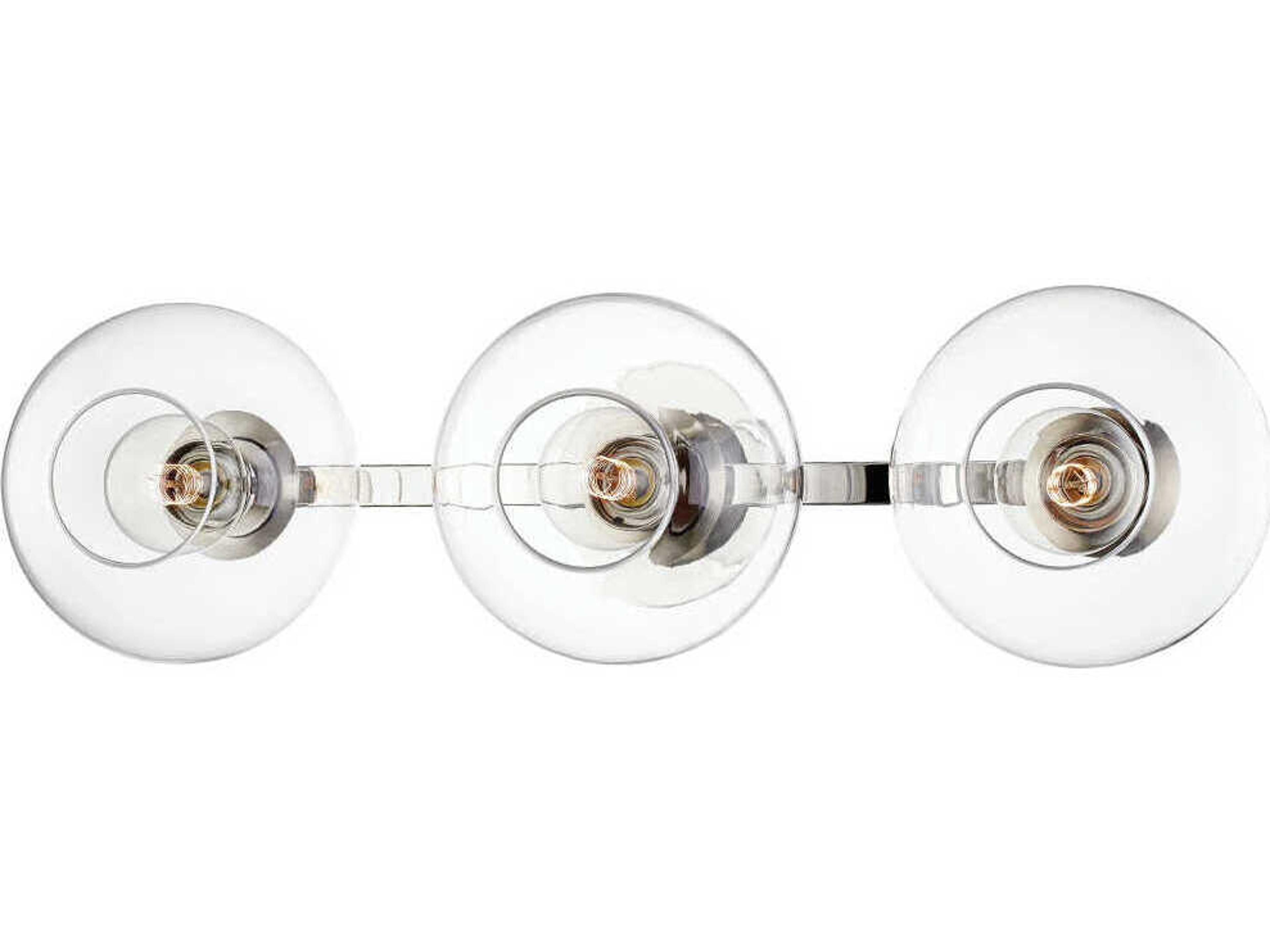 Margot 3-Light Polished Nickel Glass Vanity Light
