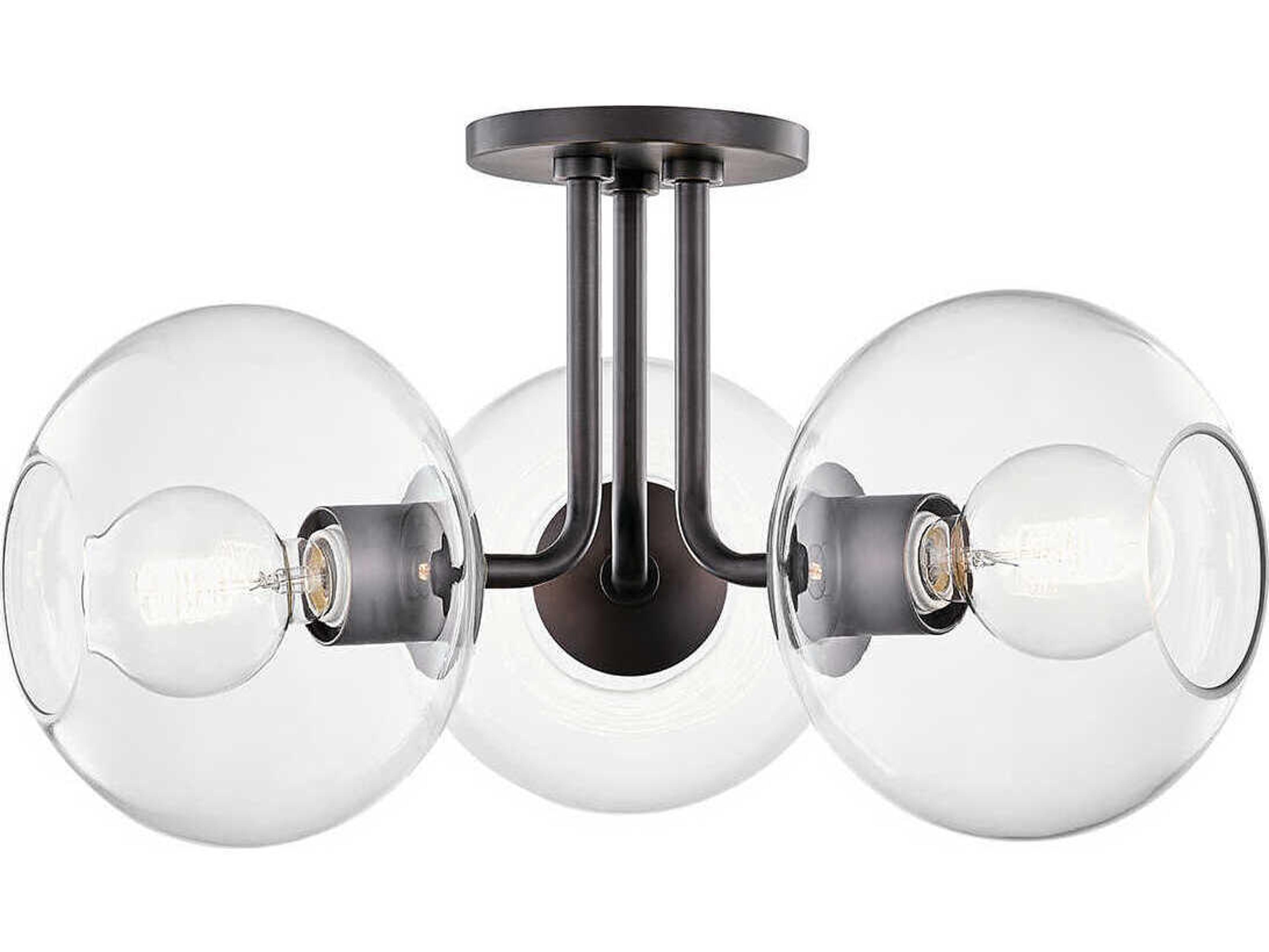 Margot 3-Light Old Bronze Glass Globe Semi Flush Mount