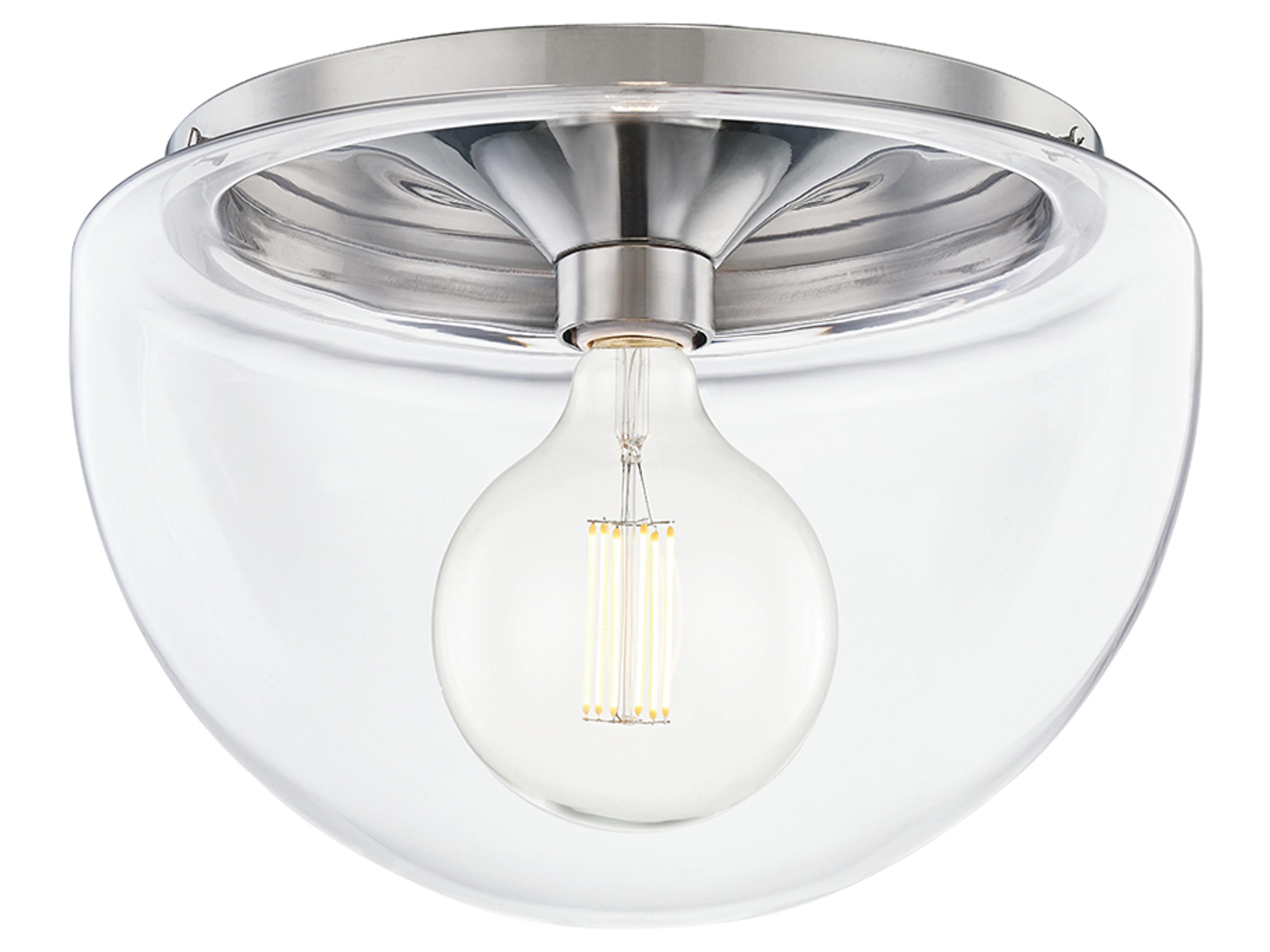 Grace 1-Light Polished Nickel Glass Dome Flush Mount