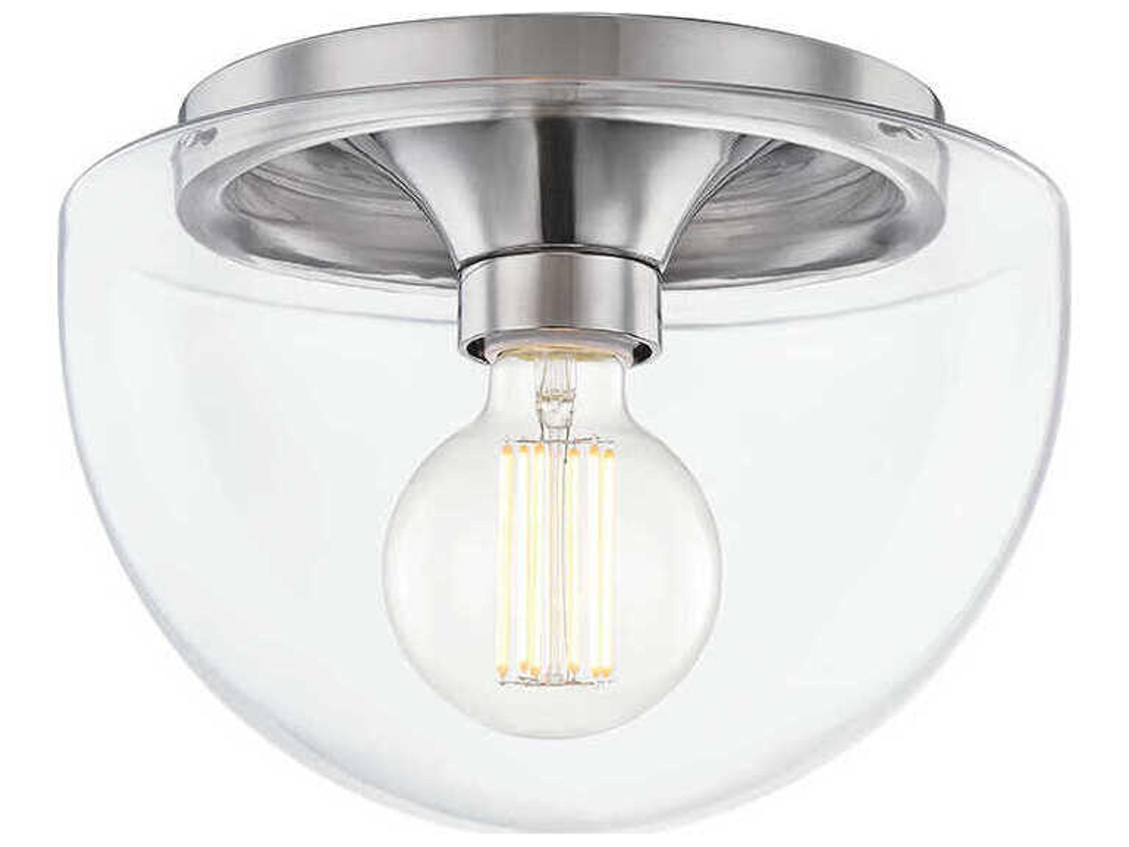 Grace 1-Light Polished Nickel Glass Dome Flush Mount
